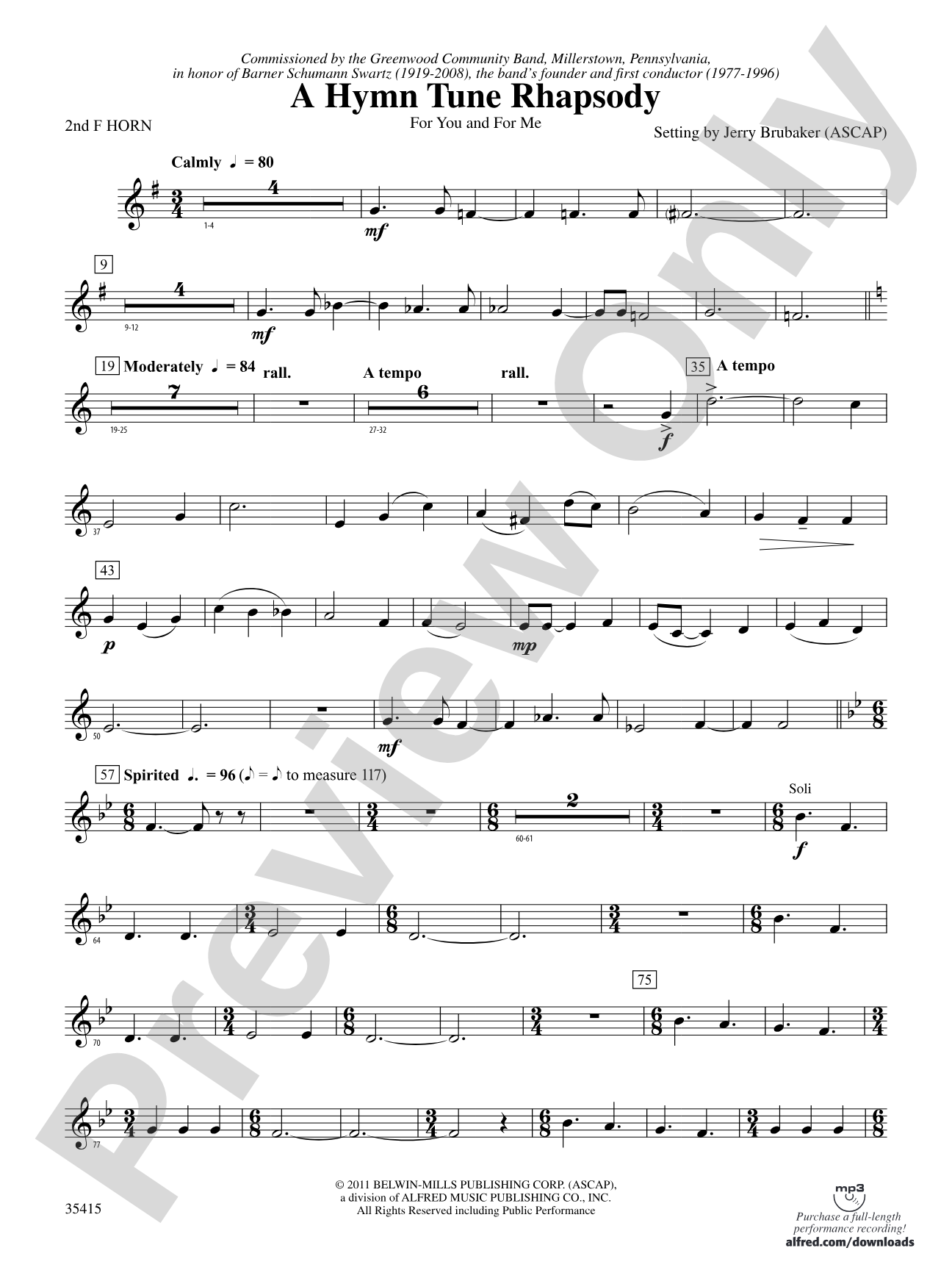 A Hymn Tune Rhapsody: 2nd F Horn