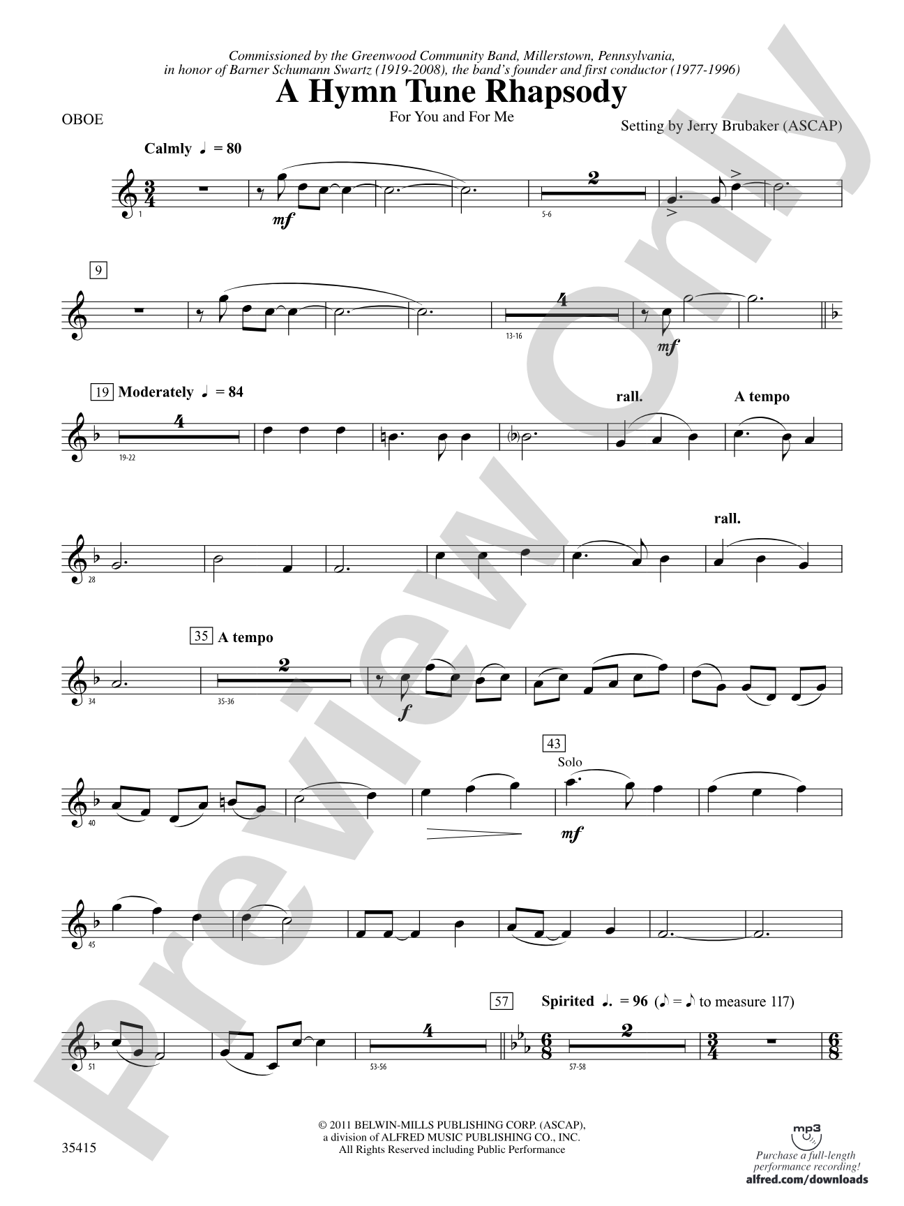 A Hymn Tune Rhapsody: Oboe
