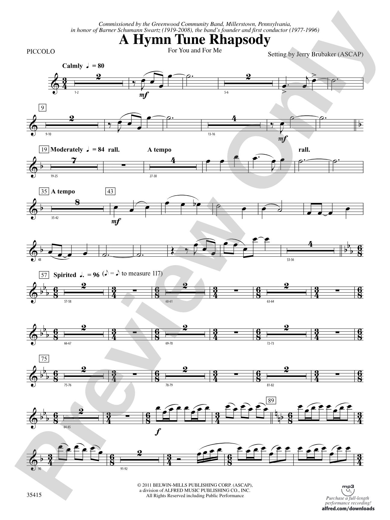 A Hymn Tune Rhapsody: Piccolo