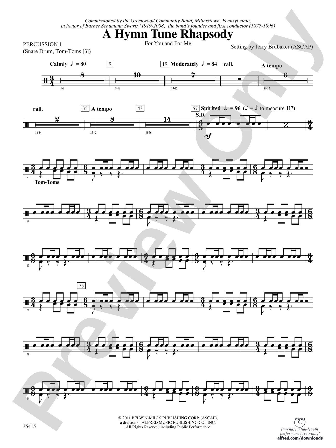 A Hymn Tune Rhapsody: 1st Percussion