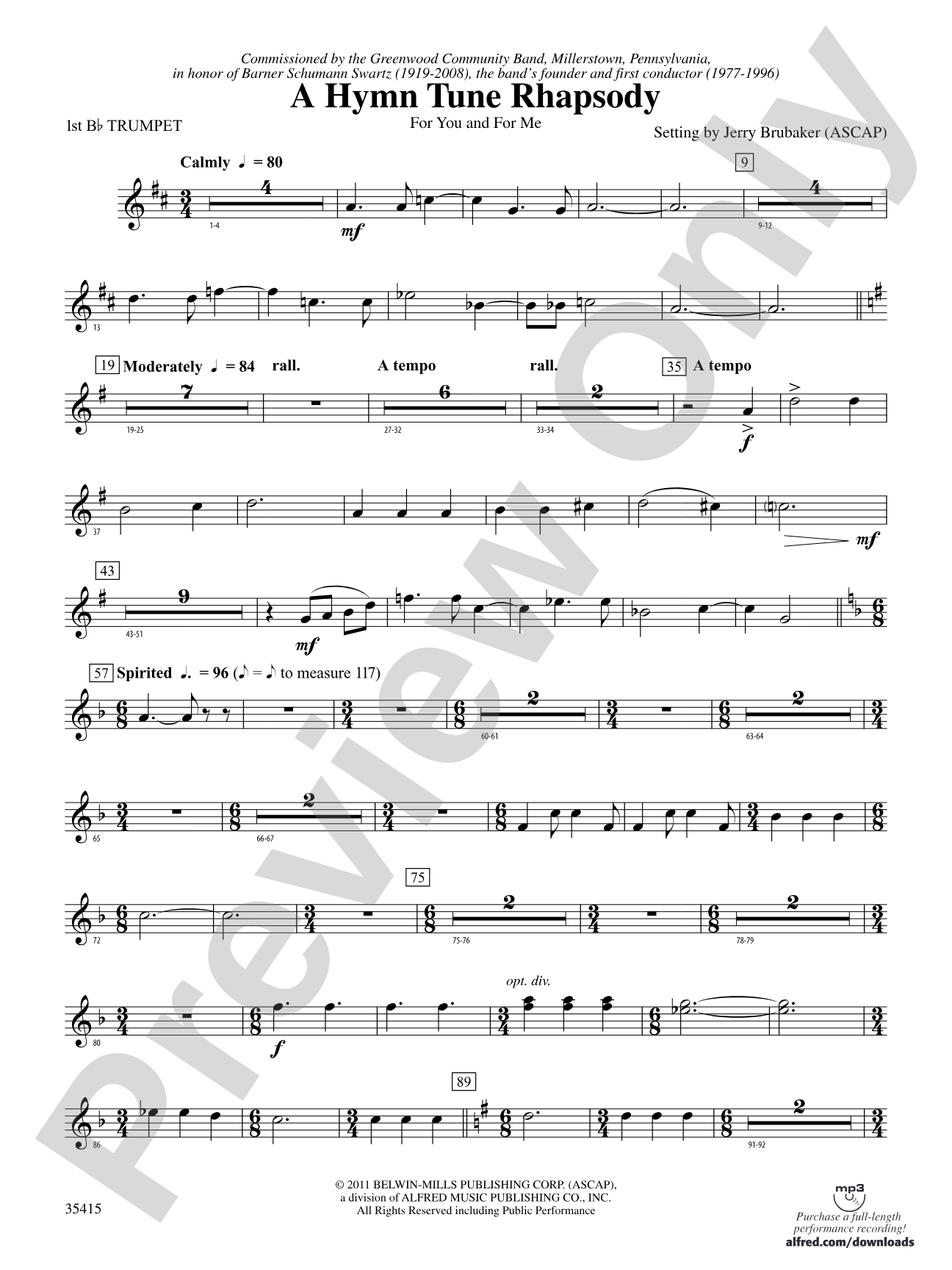A Hymn Tune Rhapsody: 1st B-flat Trumpet