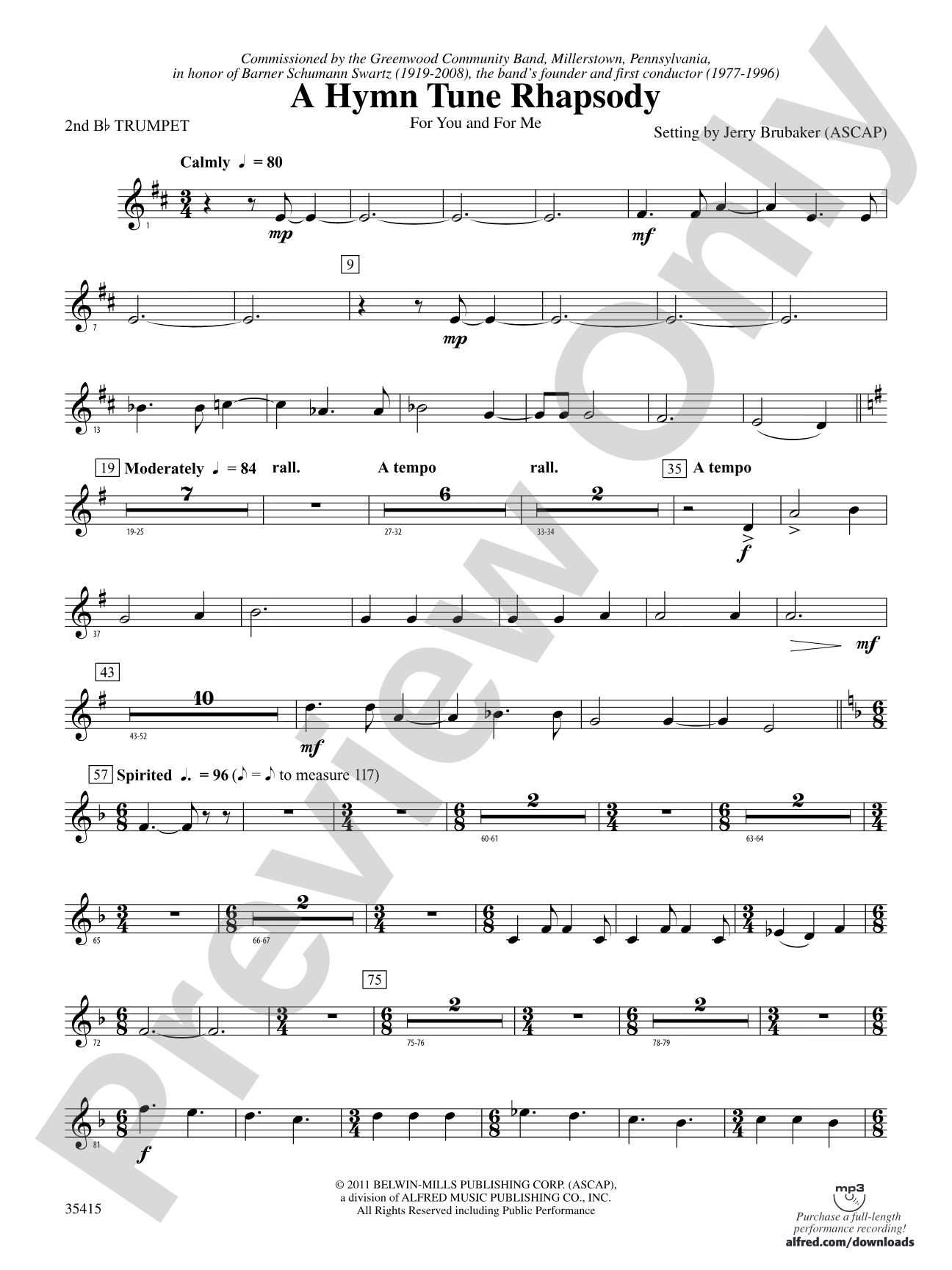 A Hymn Tune Rhapsody: 2nd B-flat Trumpet