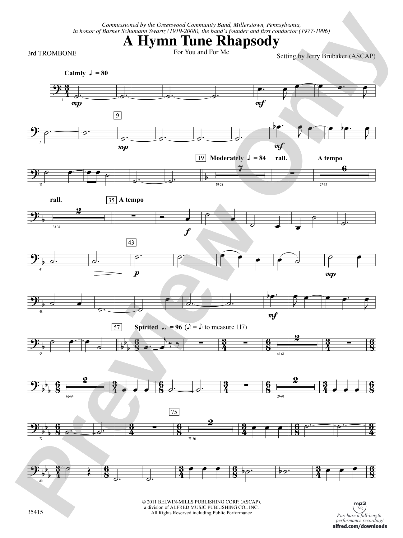 A Hymn Tune Rhapsody: 3rd Trombone