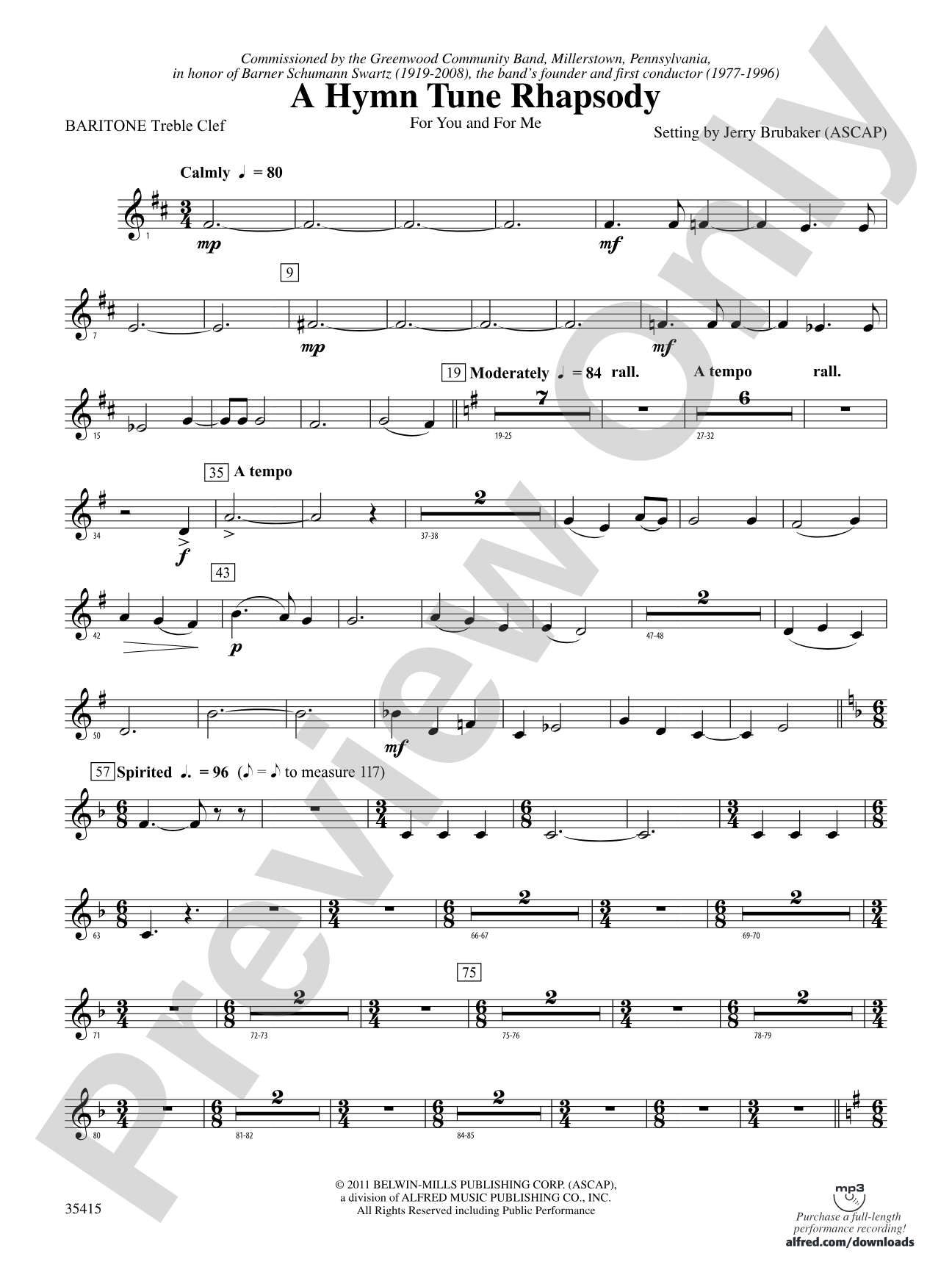 A Hymn Tune Rhapsody: (wp) Baritone T.C.