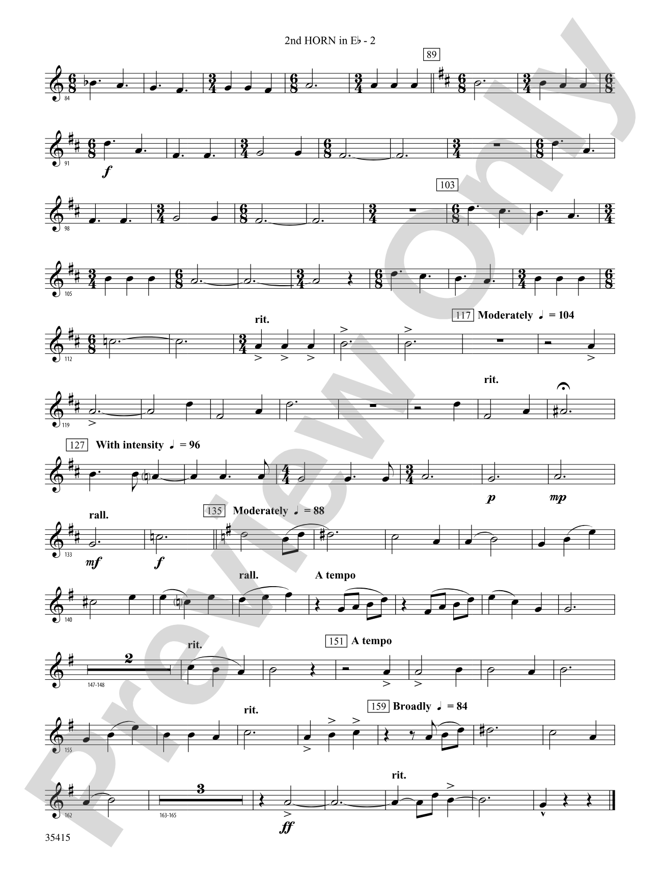 A Hymn Tune Rhapsody: (wp) 2nd Horn in E-flat