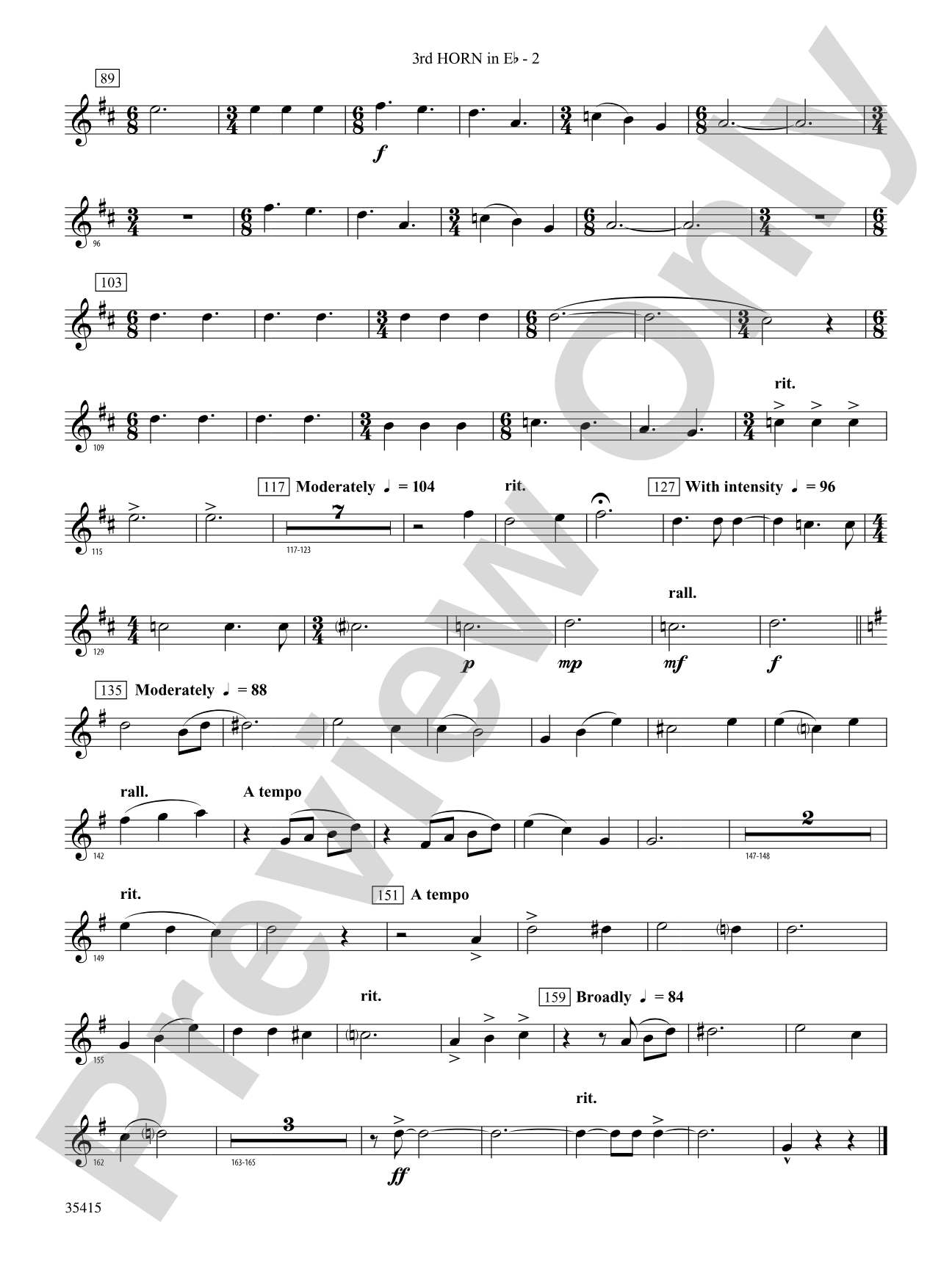 A Hymn Tune Rhapsody: (wp) 3rd Horn in E-flat