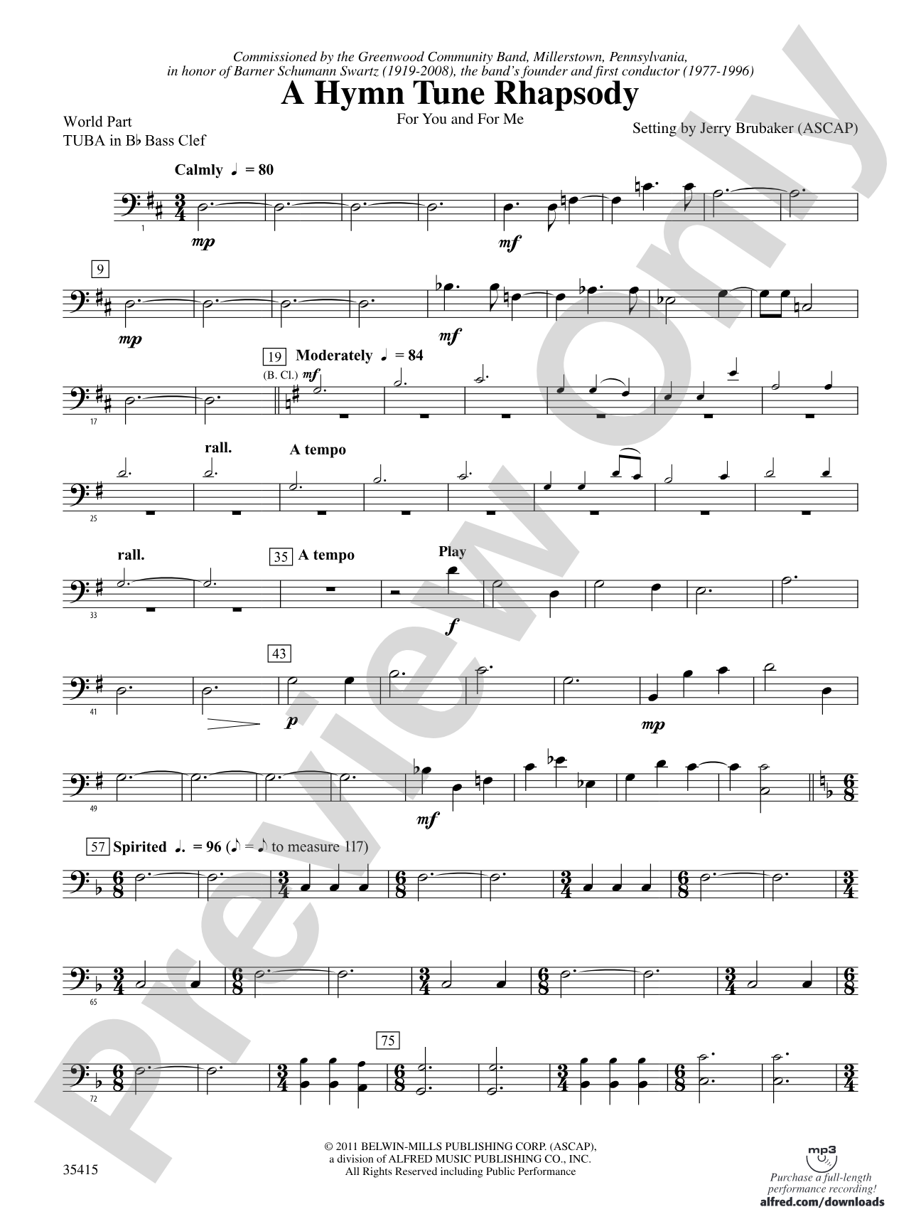 A Hymn Tune Rhapsody: (wp) B-flat Tuba B.C.