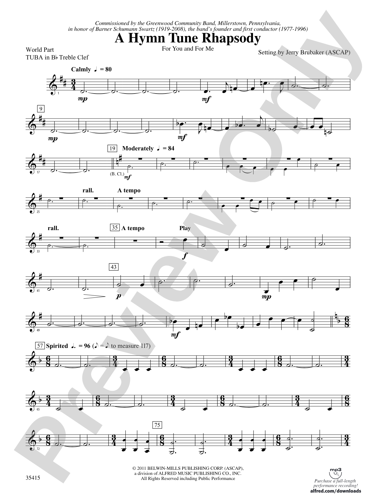 A Hymn Tune Rhapsody: (wp) B-flat Tuba T.C.