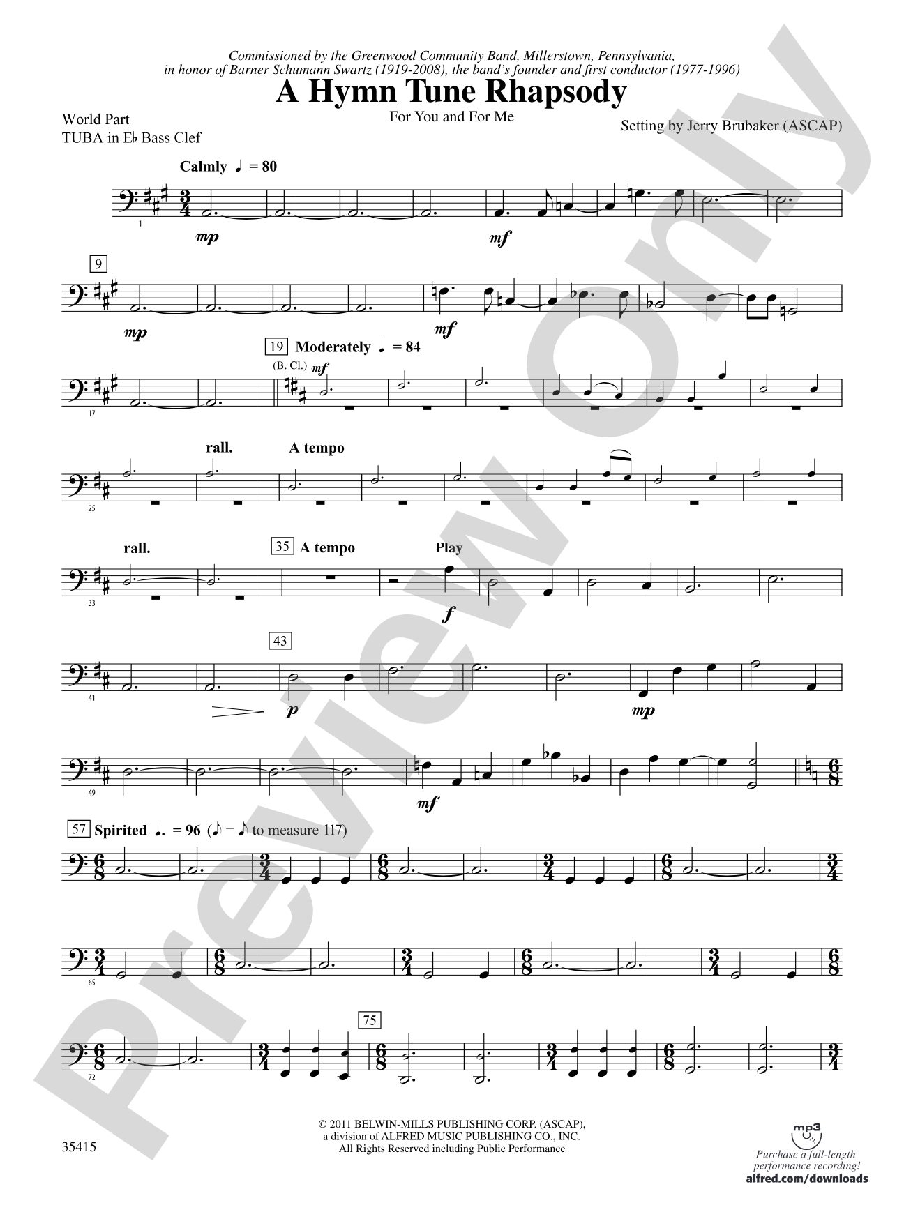 A Hymn Tune Rhapsody: (wp) E-flat Tuba B.C.