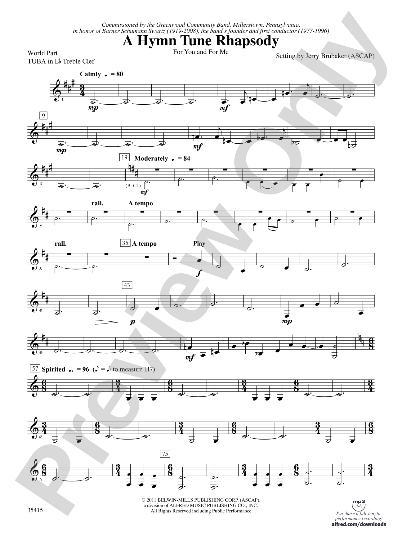 A Hymn Tune Rhapsody: (wp) E-flat Tuba T.C.