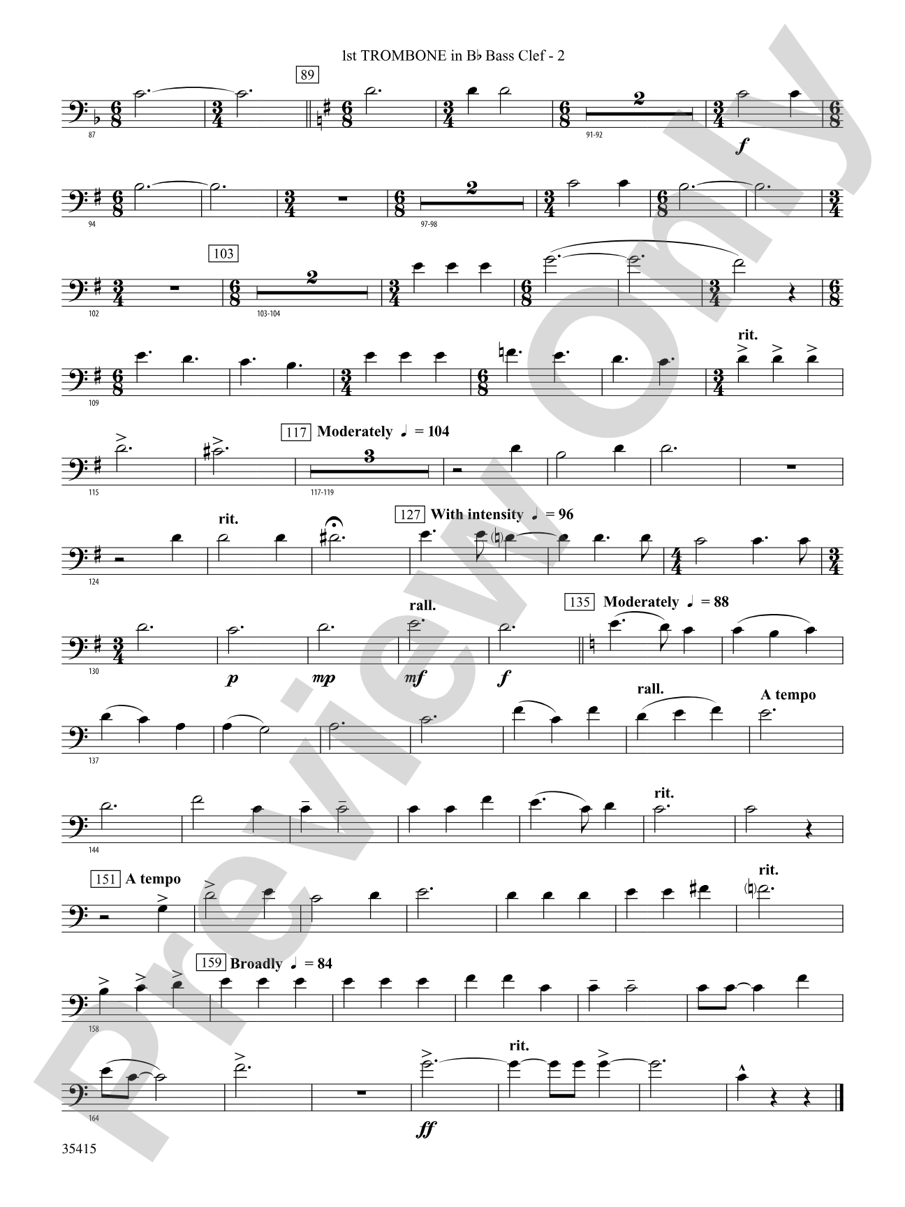 A Hymn Tune Rhapsody: (wp) 1st B-flat Trombone B.C.