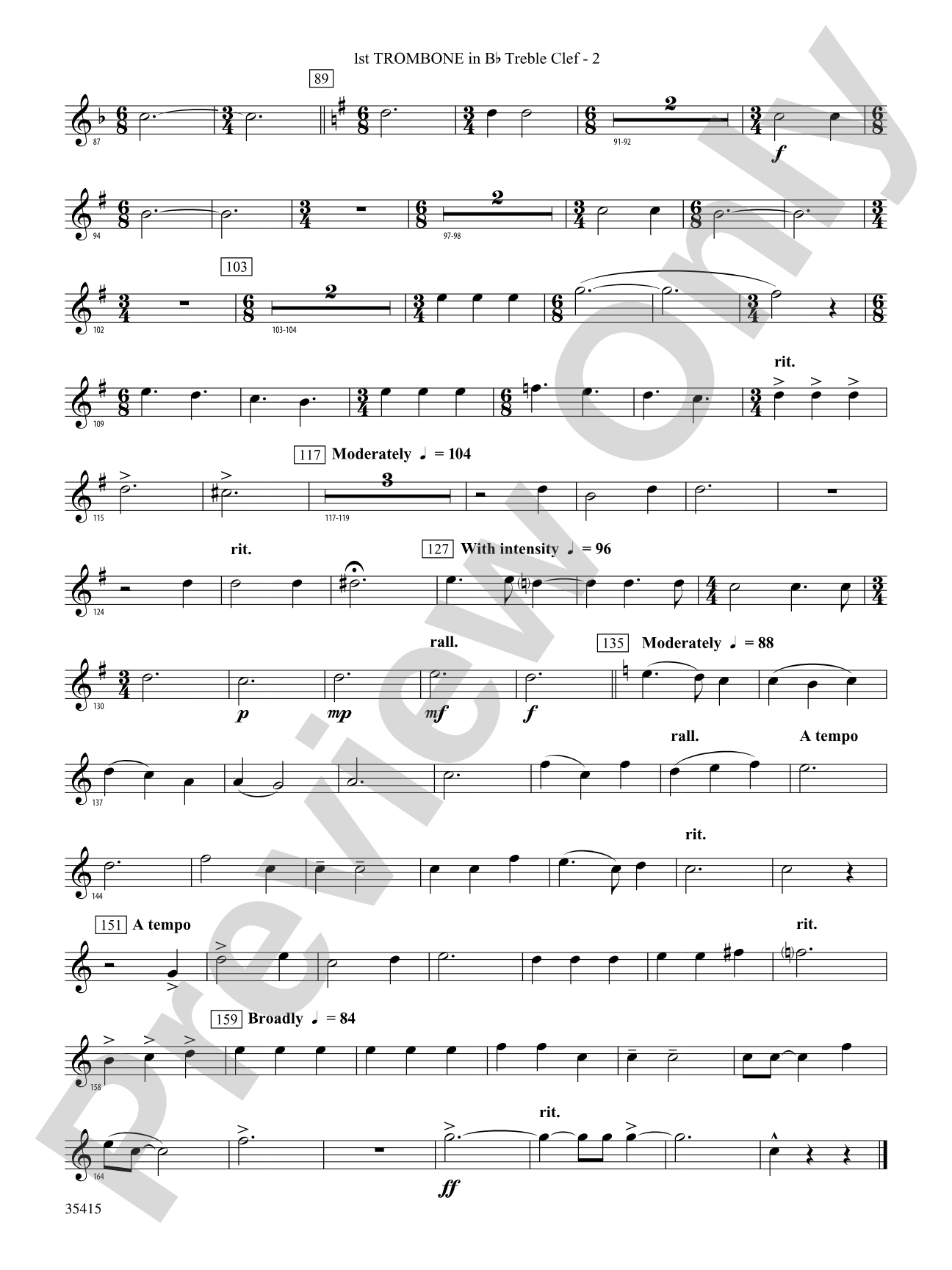 A Hymn Tune Rhapsody: (wp) 1st B-flat Trombone T.C.