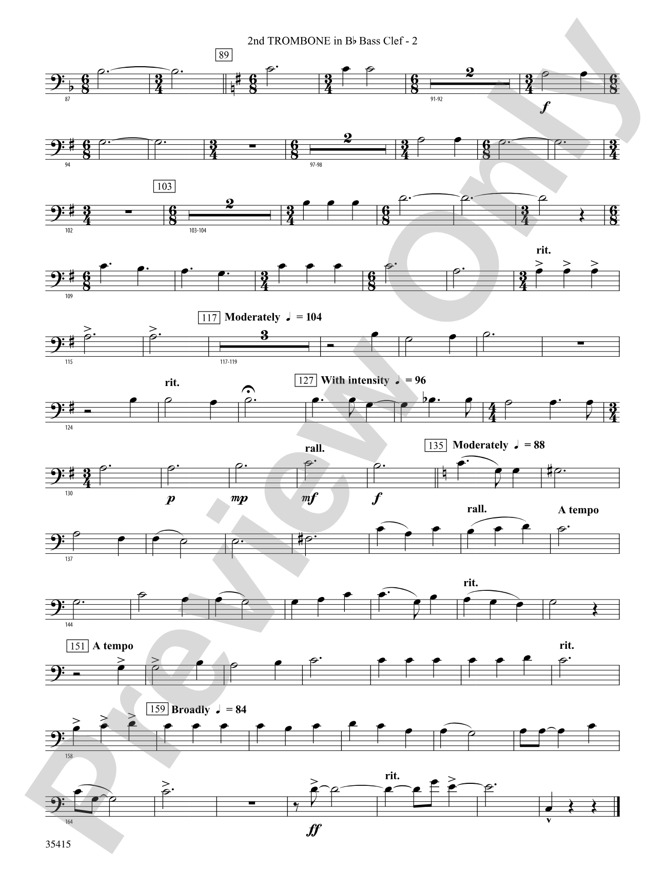 A Hymn Tune Rhapsody: (wp) 2nd B-flat Trombone B.C.
