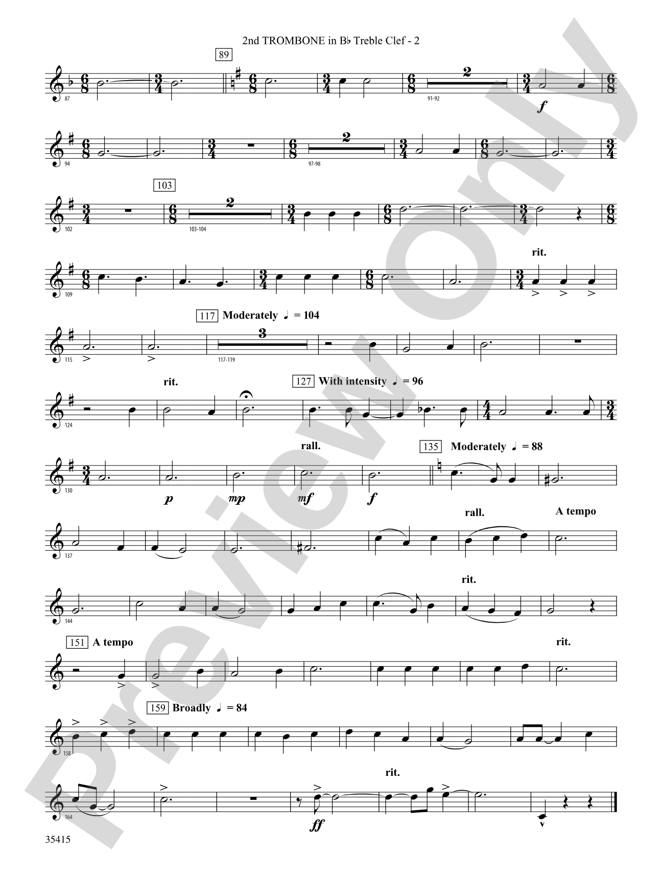 A Hymn Tune Rhapsody: (wp) 2nd B-flat Trombone T.C.