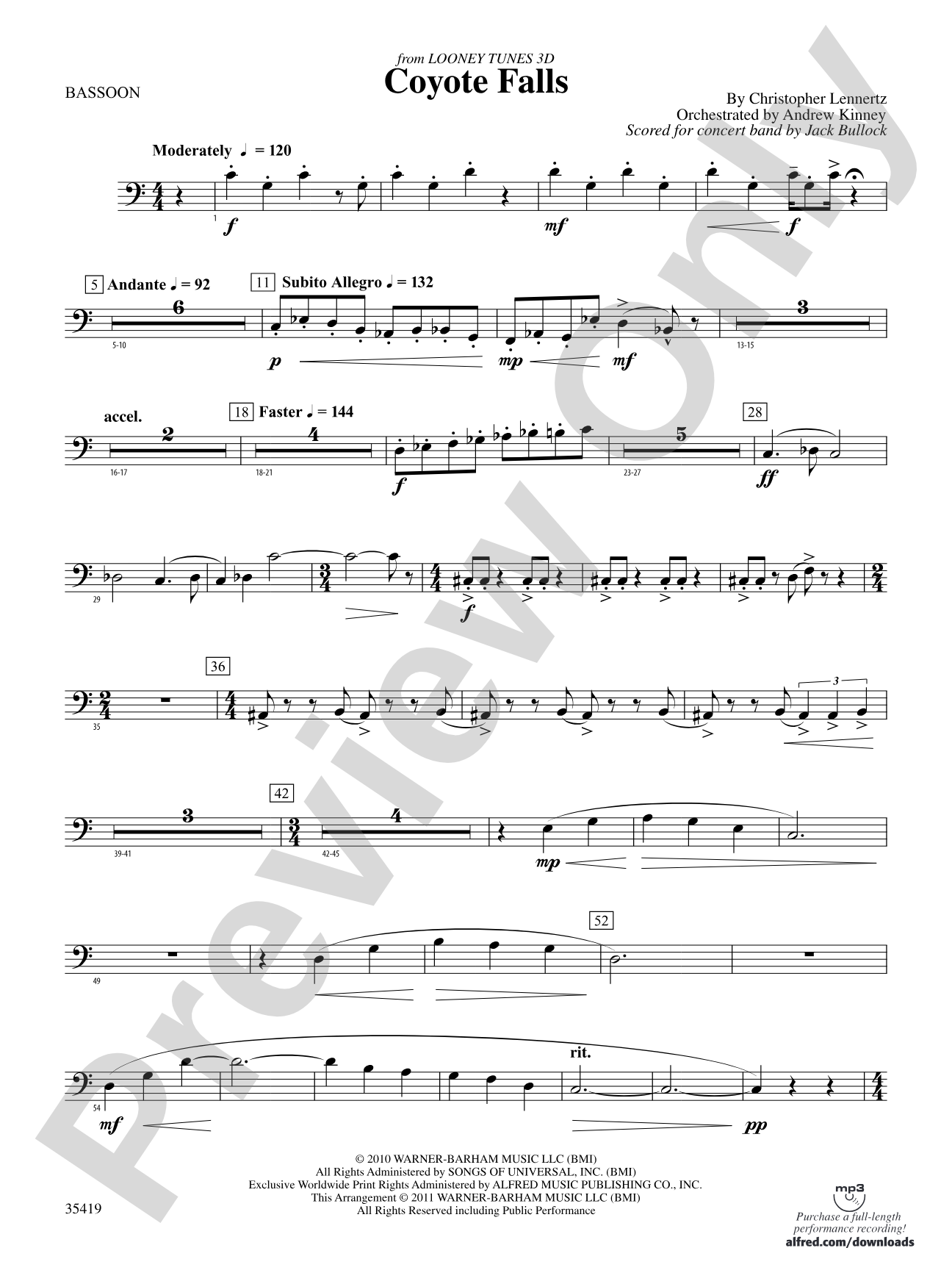 Coyote Falls (from Looney Tunes 3D): Bassoon