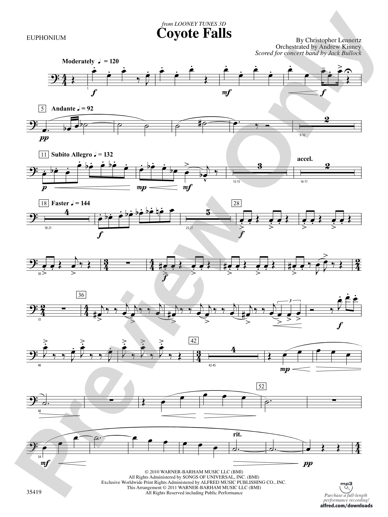 Coyote Falls (from Looney Tunes 3D): Baritone B.C.