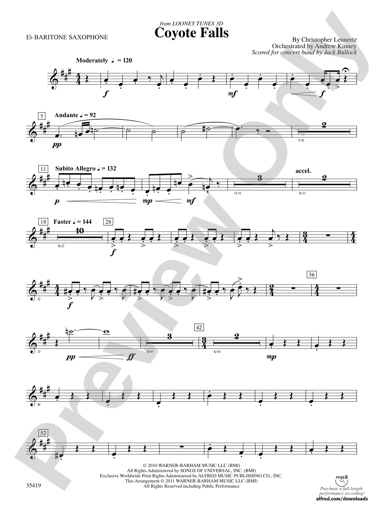Coyote Falls (from Looney Tunes 3D): E-flat Baritone Saxophone