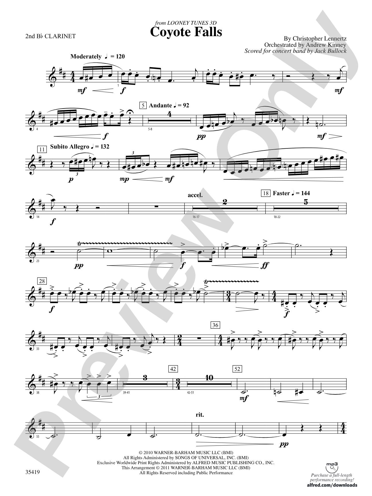 Coyote Falls (from Looney Tunes 3D): 2nd B-flat Clarinet