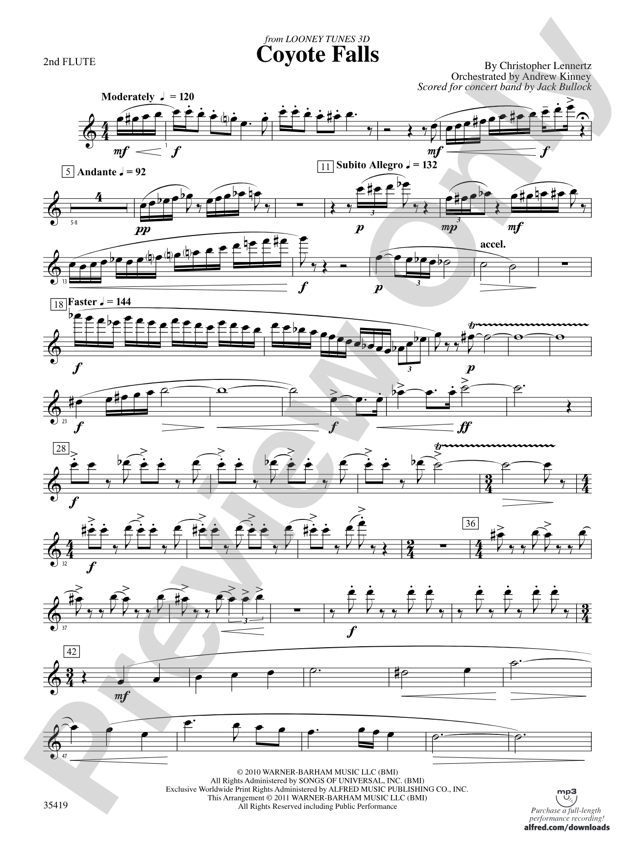 Coyote Falls (from Looney Tunes 3D): 2nd Flute