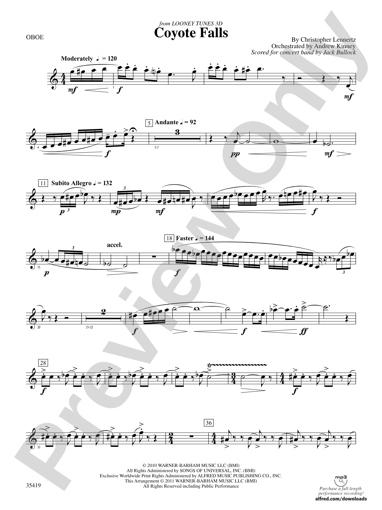 Coyote Falls (from Looney Tunes 3D): Oboe