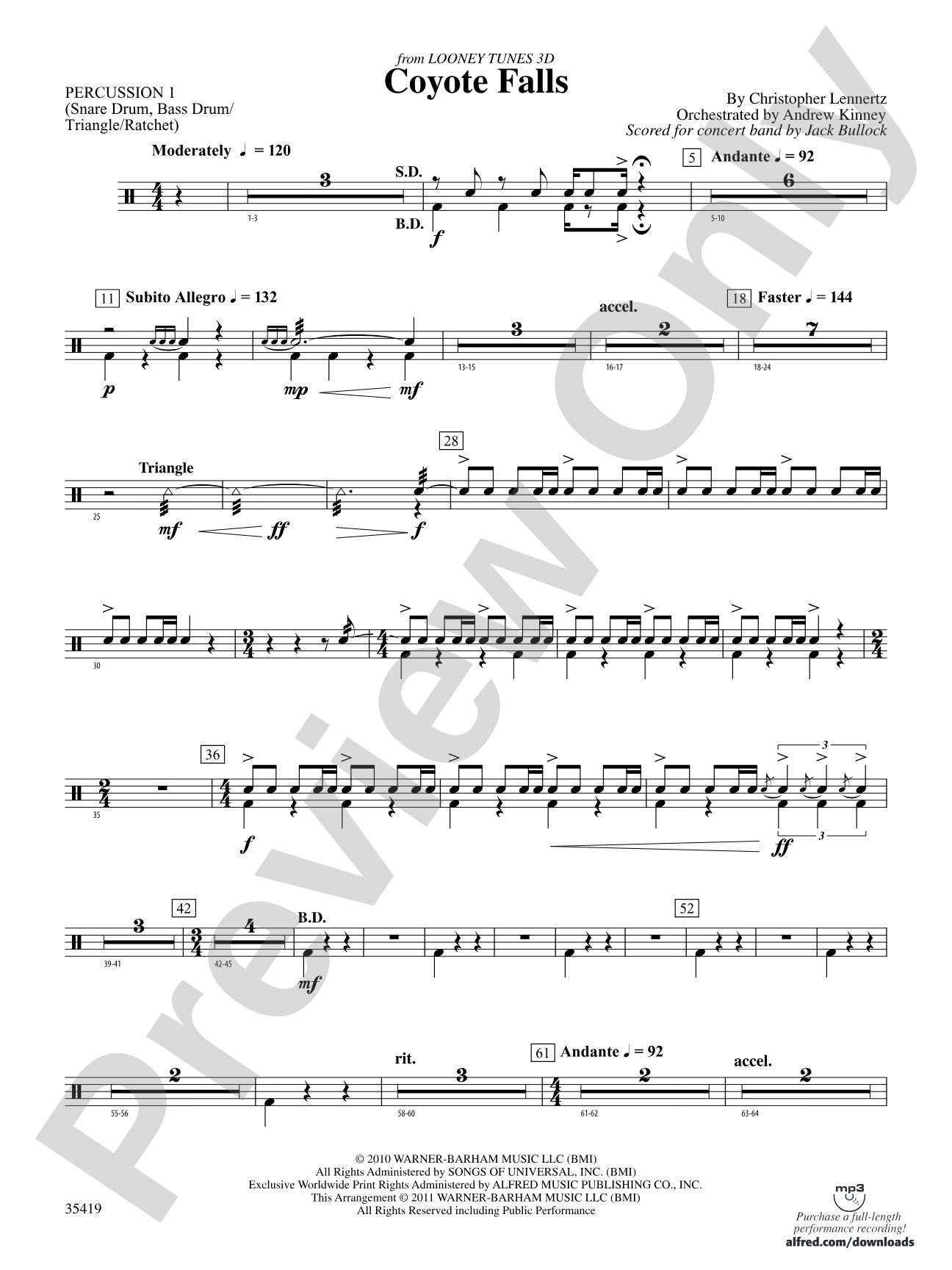 Coyote Falls (from Looney Tunes 3D): 1st Percussion