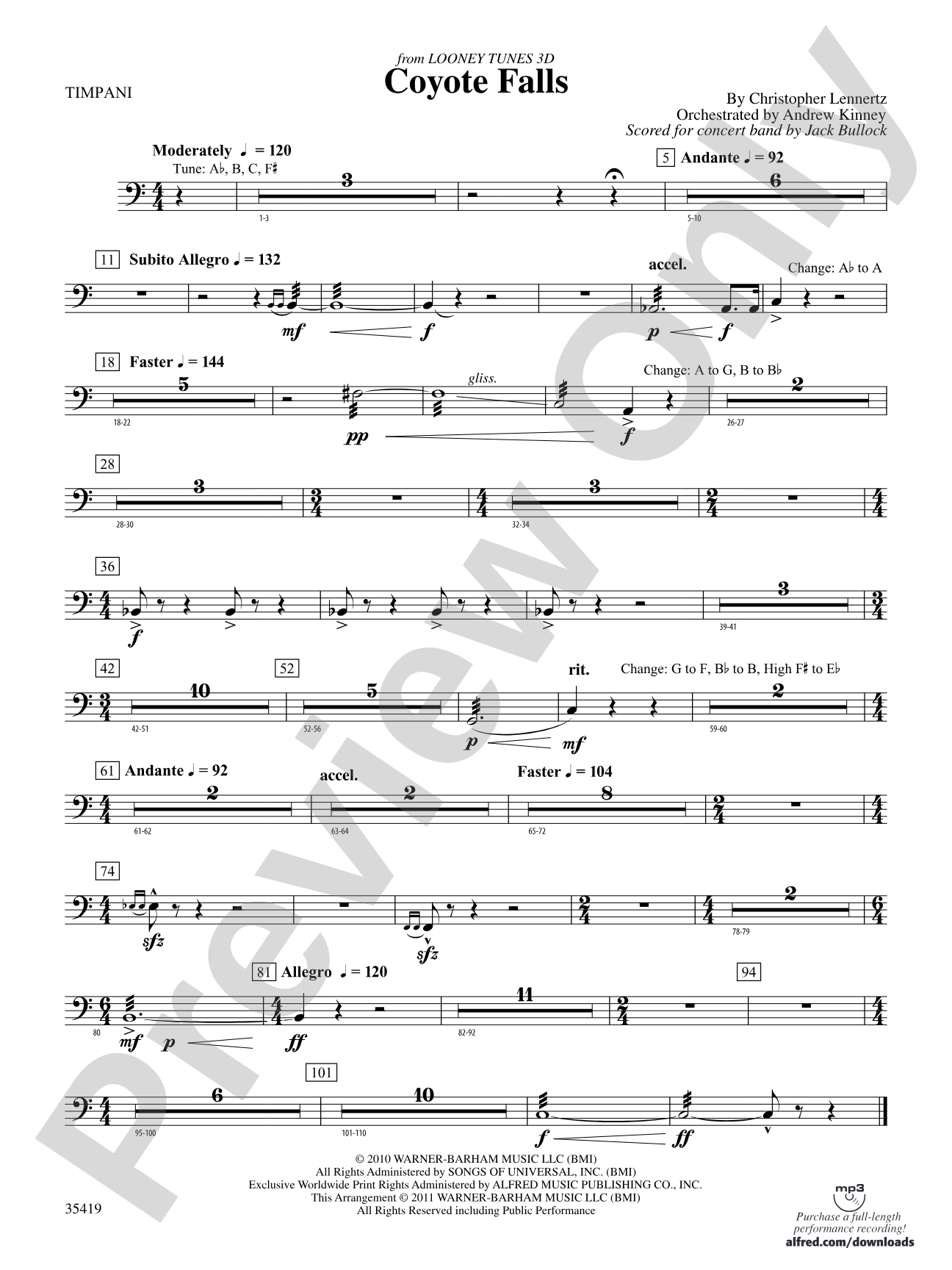 Coyote Falls (from Looney Tunes 3D): Timpani