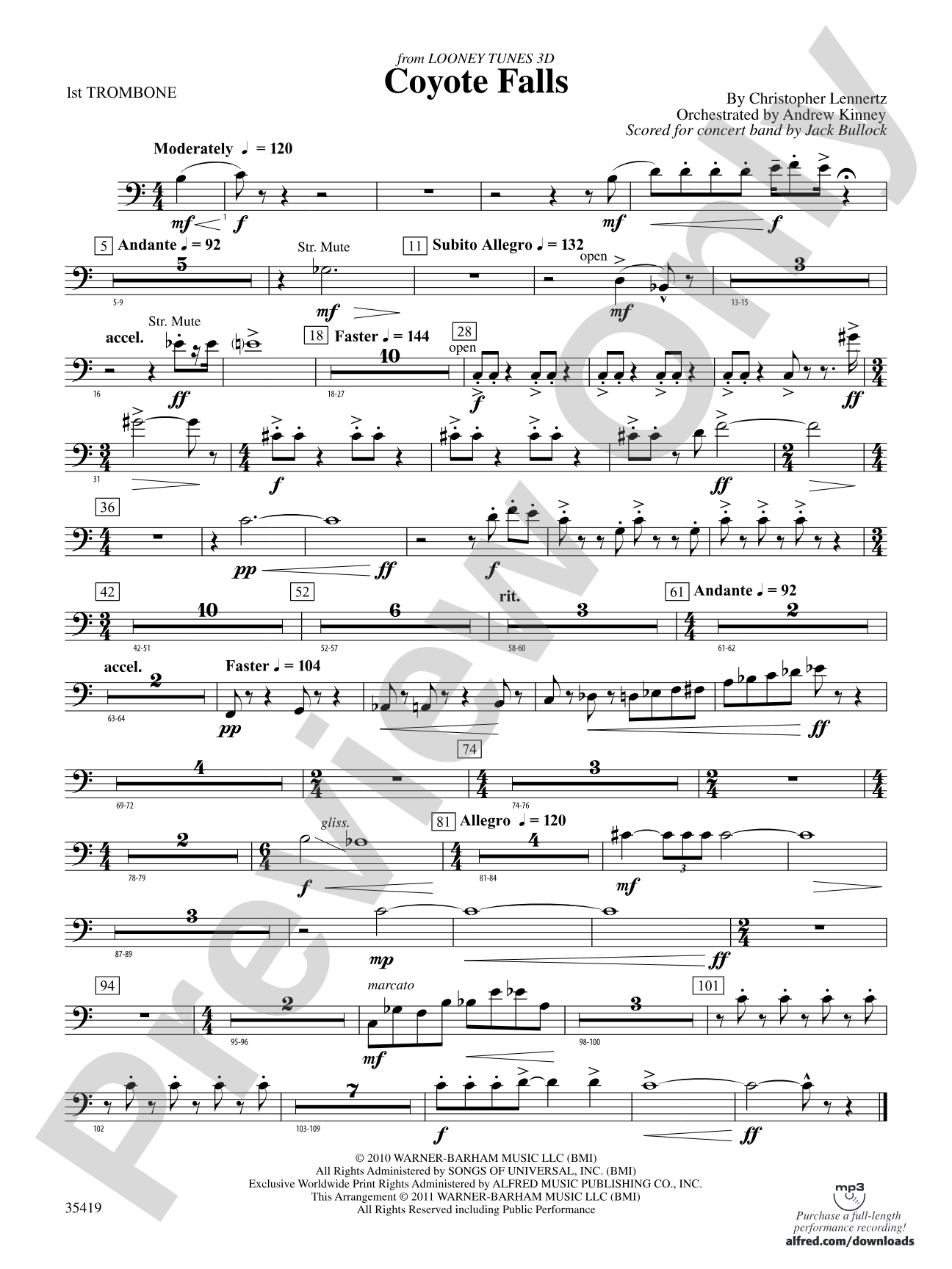 Coyote Falls (from Looney Tunes 3D): 1st Trombone