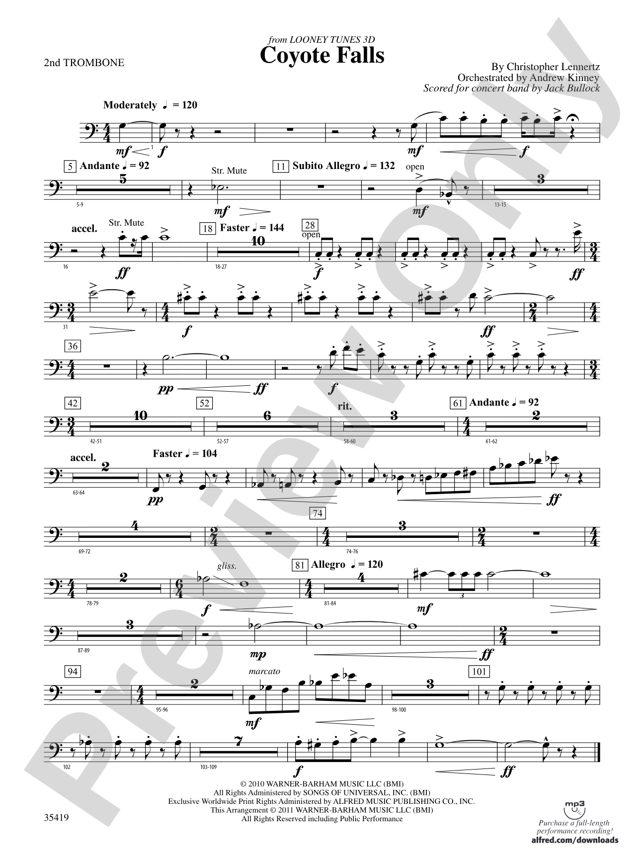 Coyote Falls (from Looney Tunes 3D): 2nd Trombone