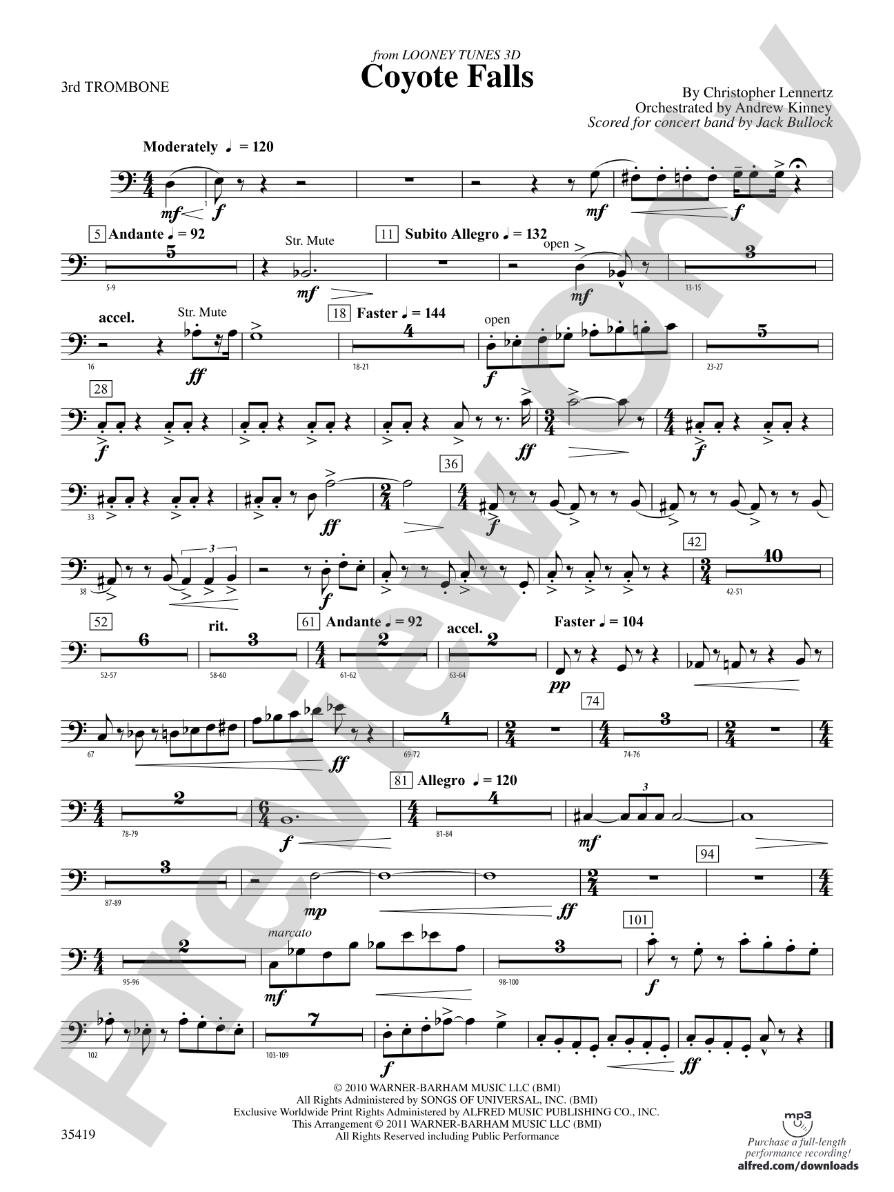 Coyote Falls (from Looney Tunes 3D): 3rd Trombone