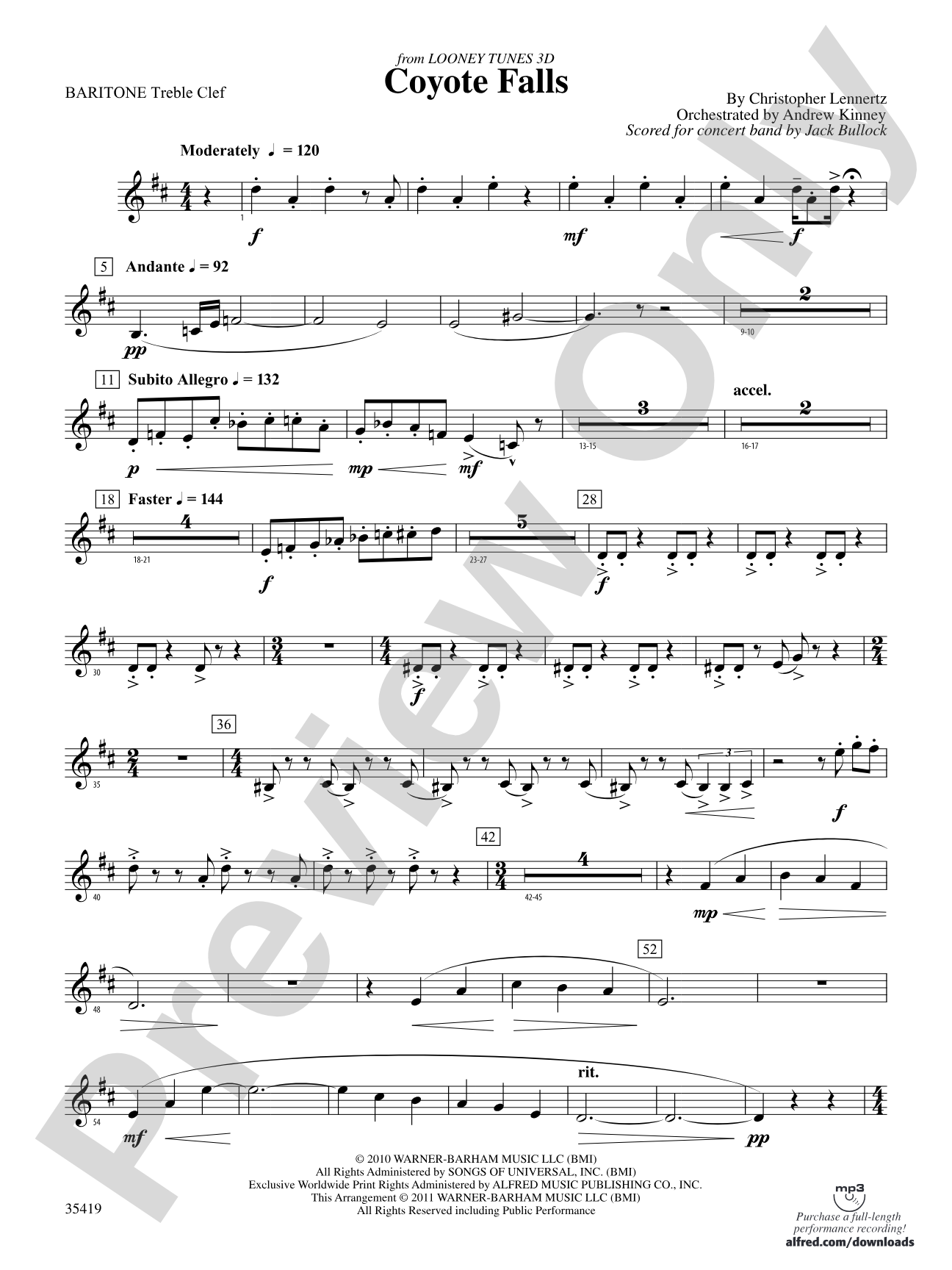 Coyote Falls (from Looney Tunes 3D): (wp) Baritone T.C.