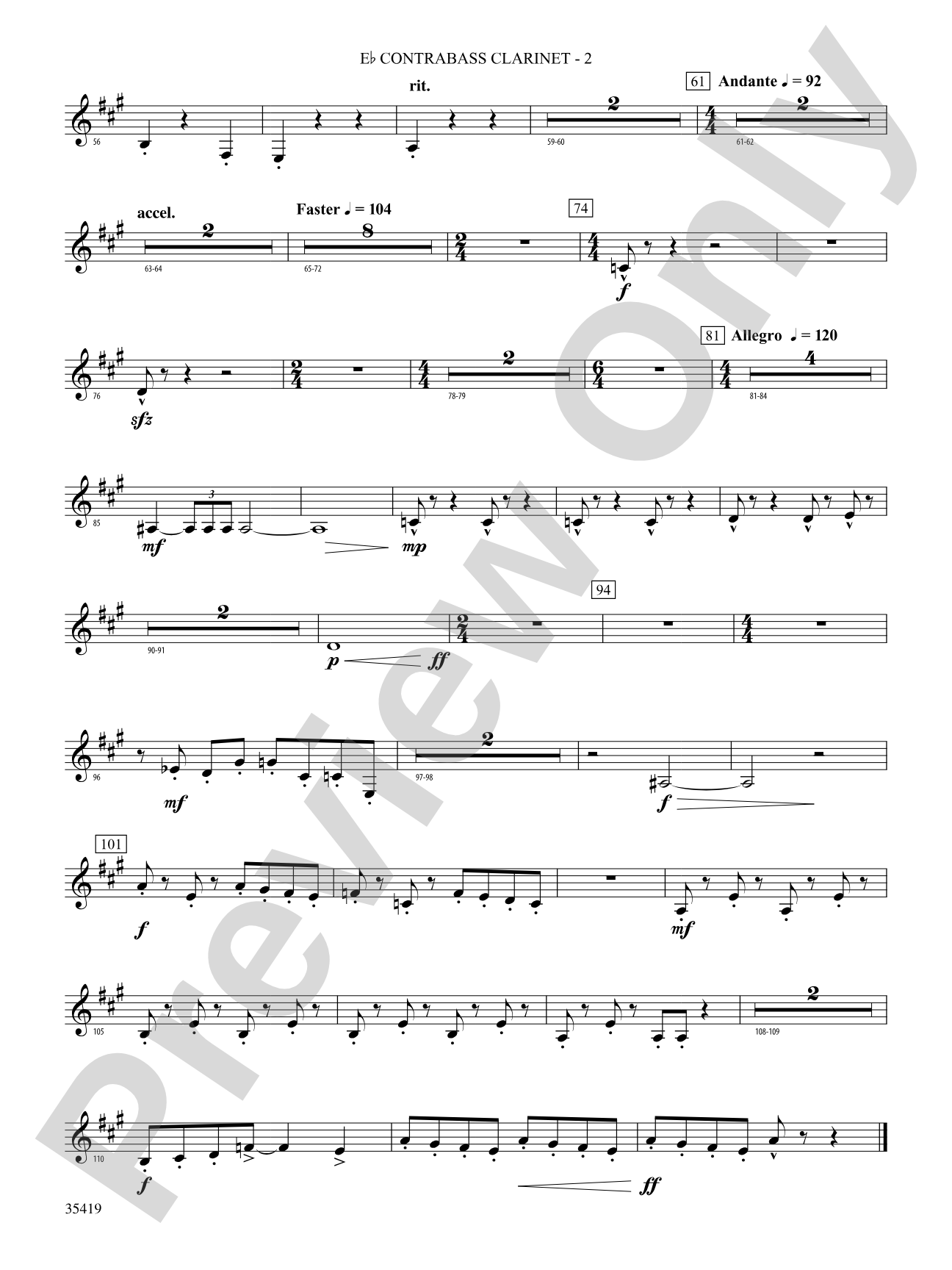 Coyote Falls (from Looney Tunes 3D): (wp) E-flat Contrabass Clarinet