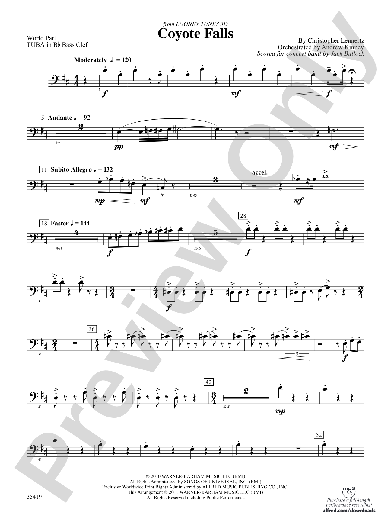 Coyote Falls (from Looney Tunes 3D): (wp) B-flat Tuba B.C.