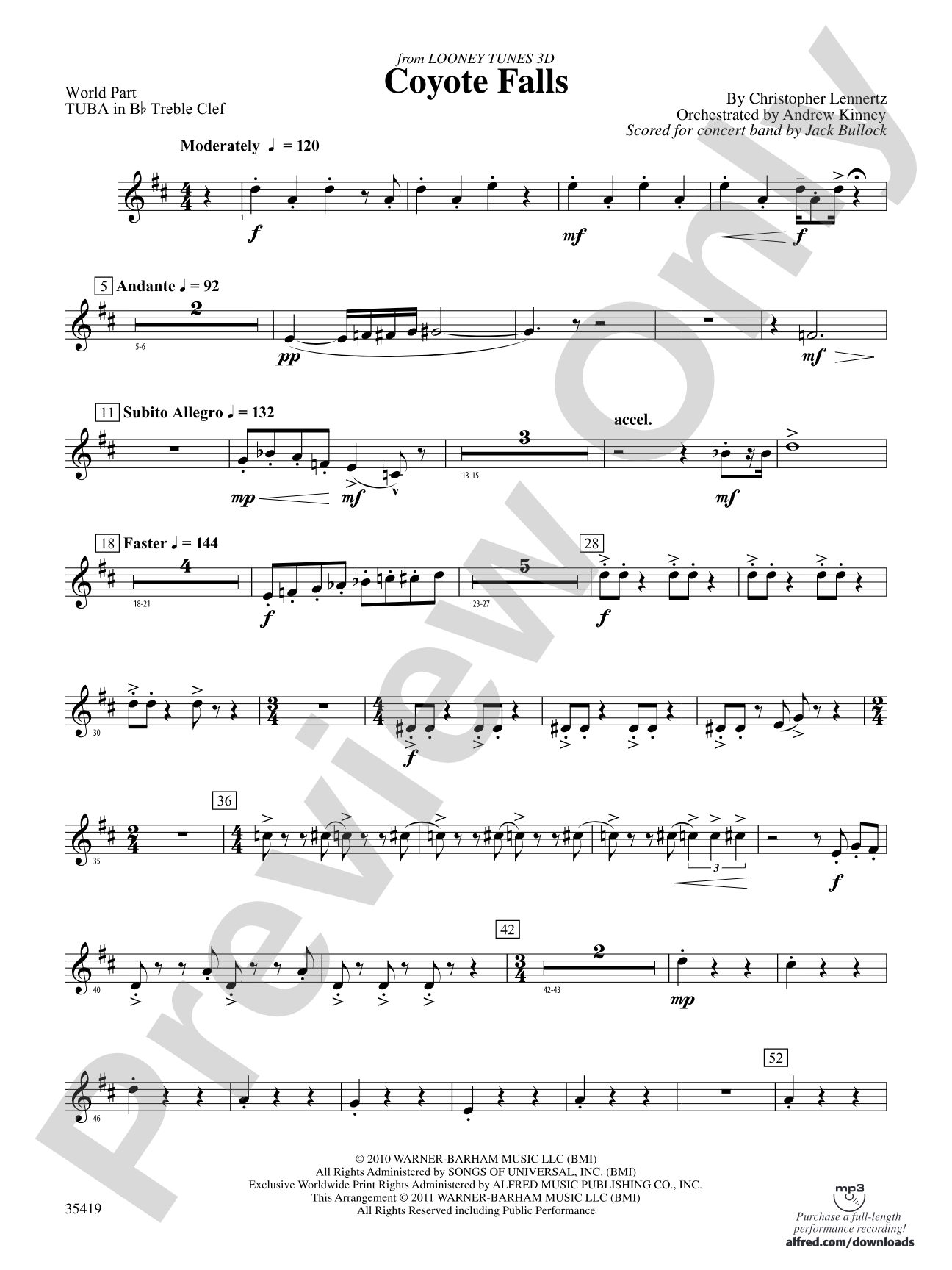 Coyote Falls (from Looney Tunes 3D): (wp) B-flat Tuba T.C.