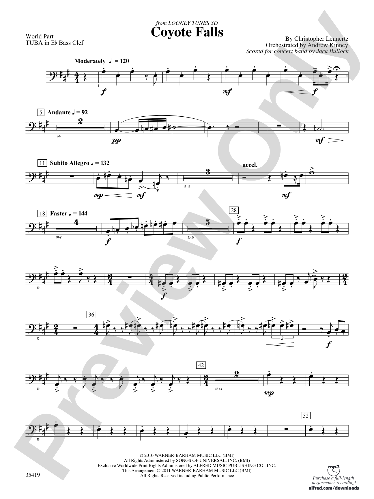 Coyote Falls (from Looney Tunes 3D): (wp) E-flat Tuba B.C.