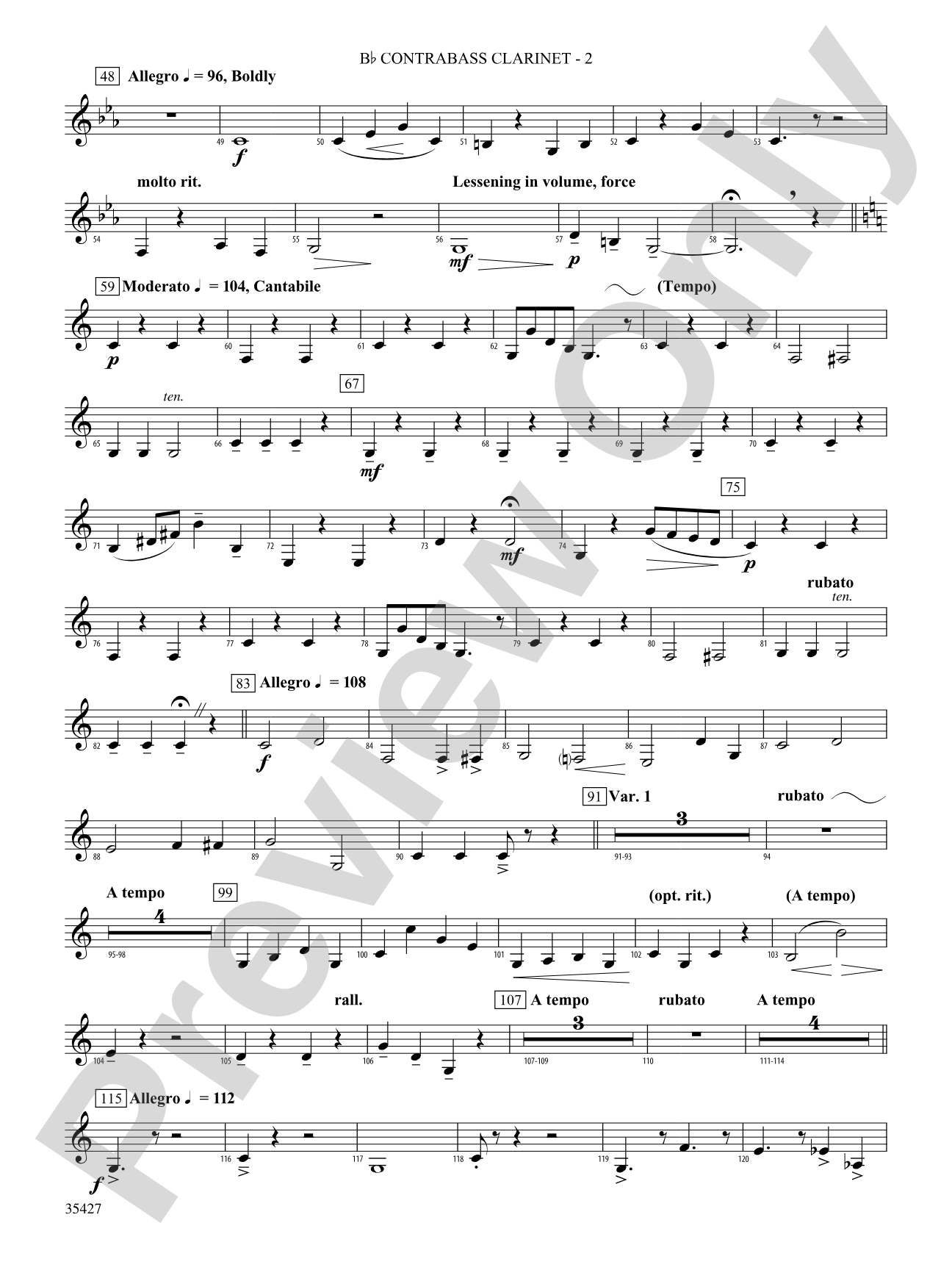 Fantasie Brillante: (wp) B-flat Contrabass Clarinet