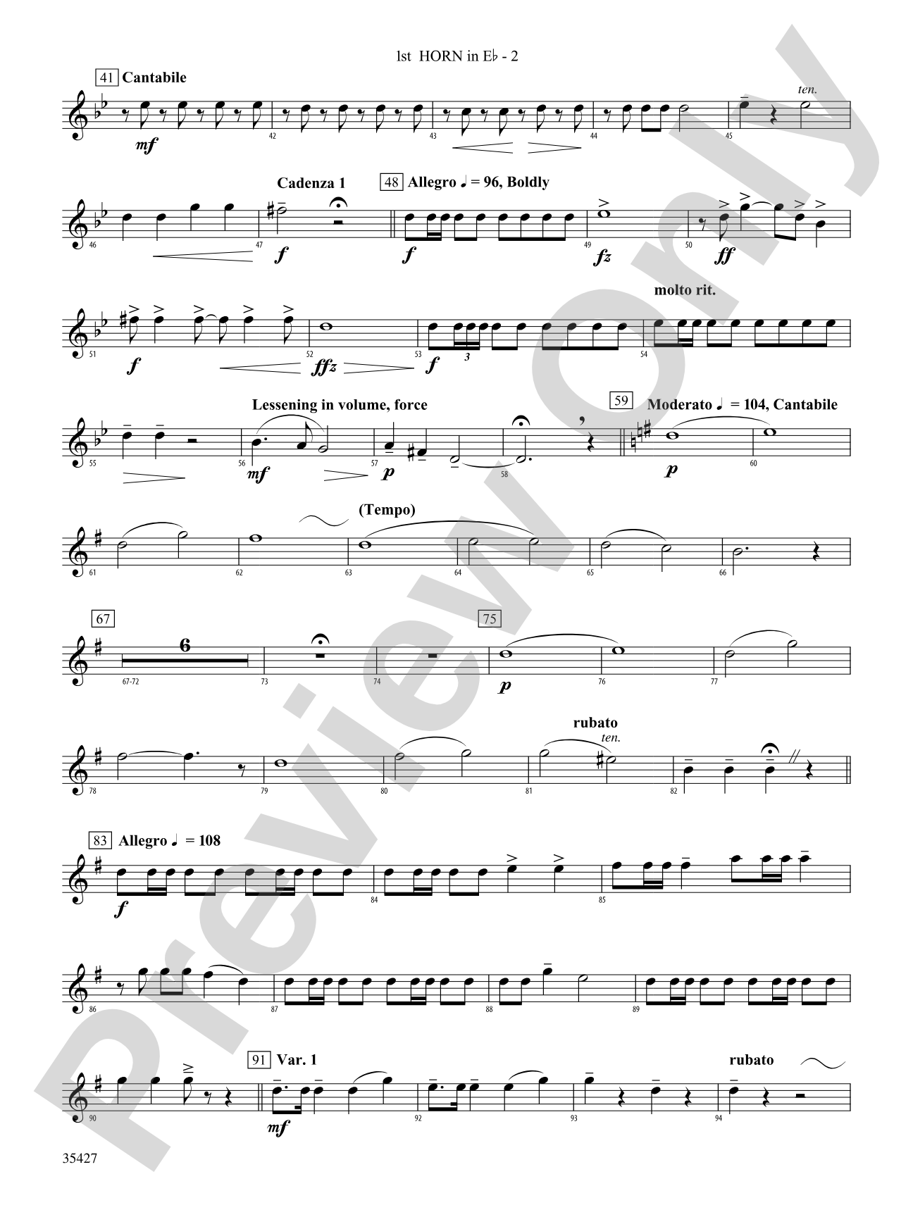 Fantasie Brillante: (wp) 1st Horn in E-flat