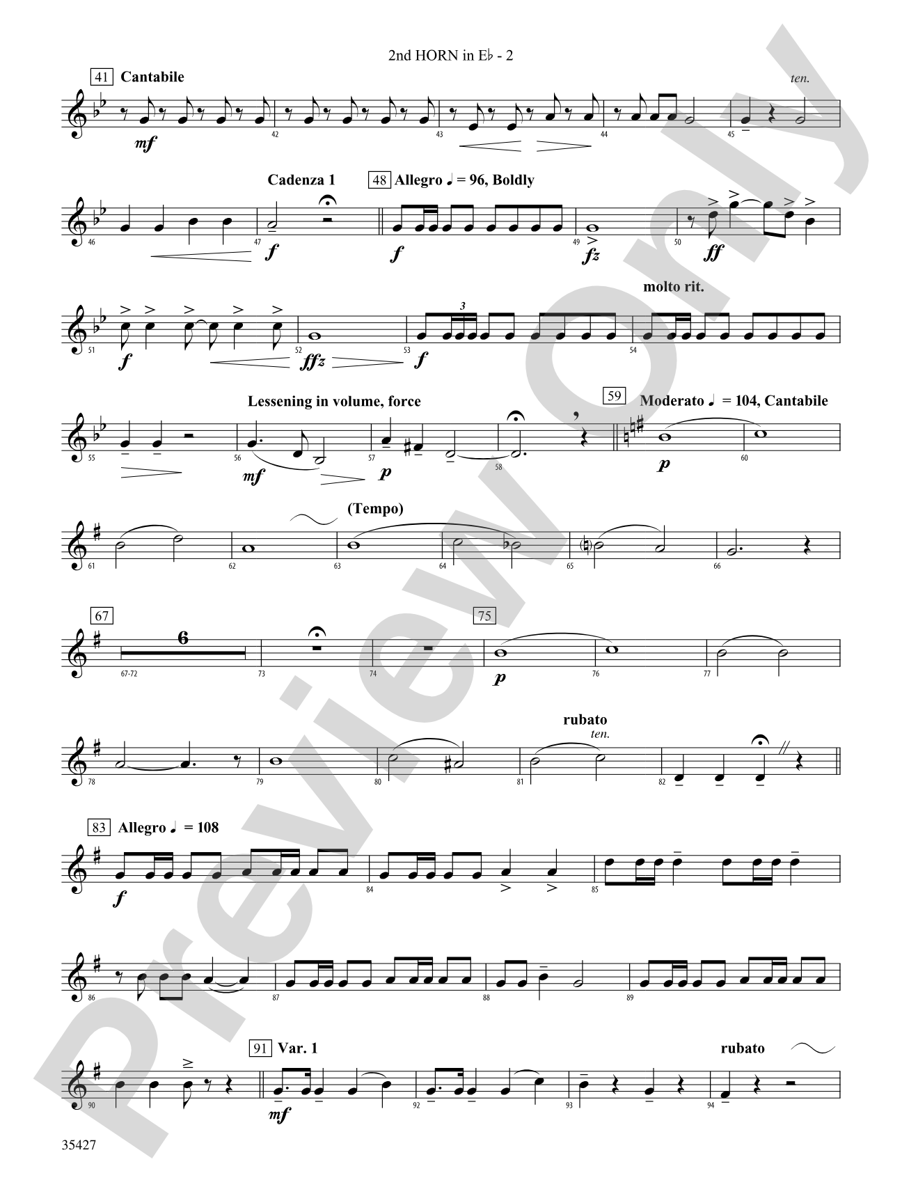 Fantasie Brillante: (wp) 2nd Horn in E-flat