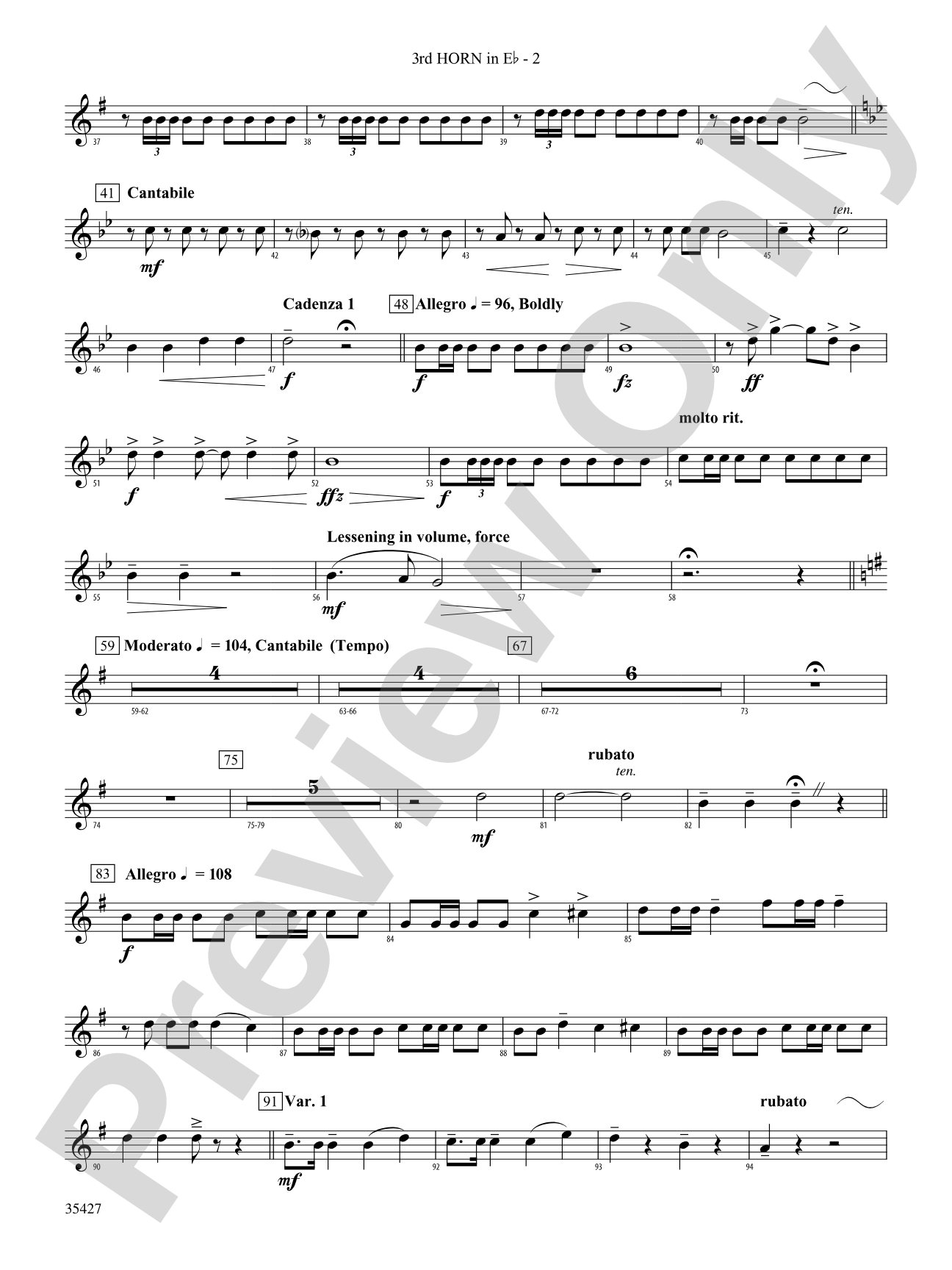 Fantasie Brillante: (wp) 3rd Horn in E-flat