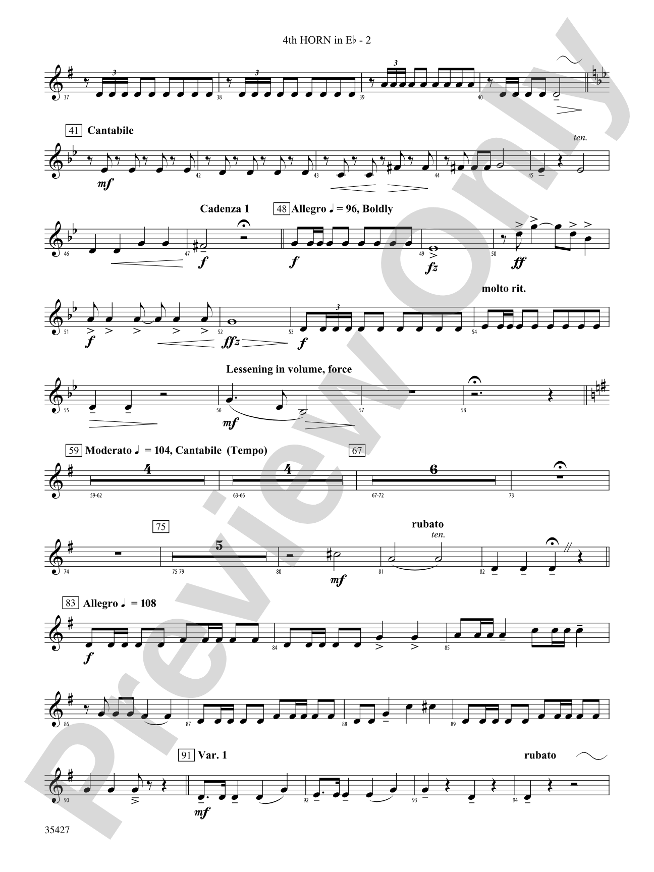 Fantasie Brillante: (wp) 4th Horn in E-flat