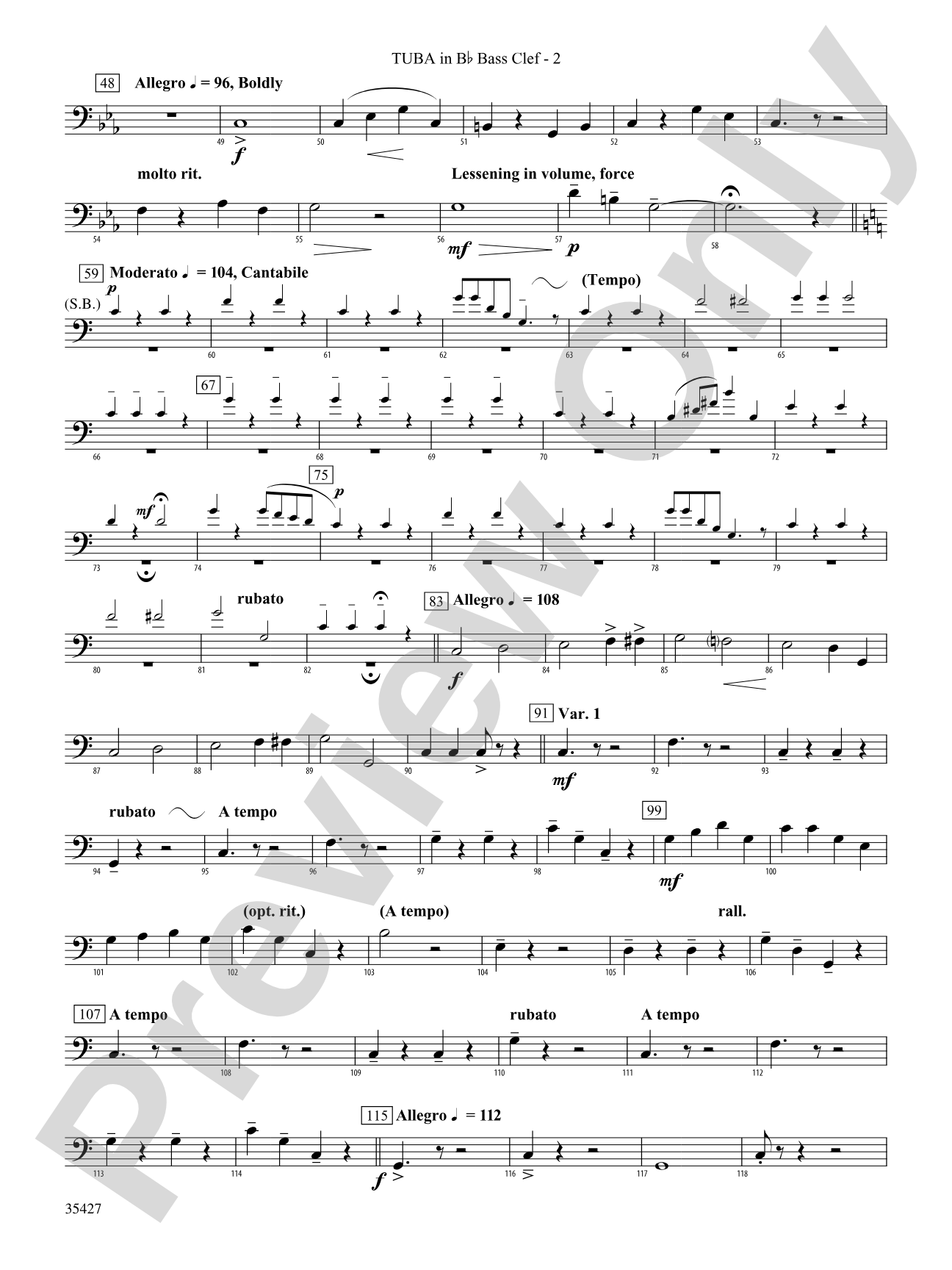Fantasie Brillante: (wp) B-flat Tuba B.C.