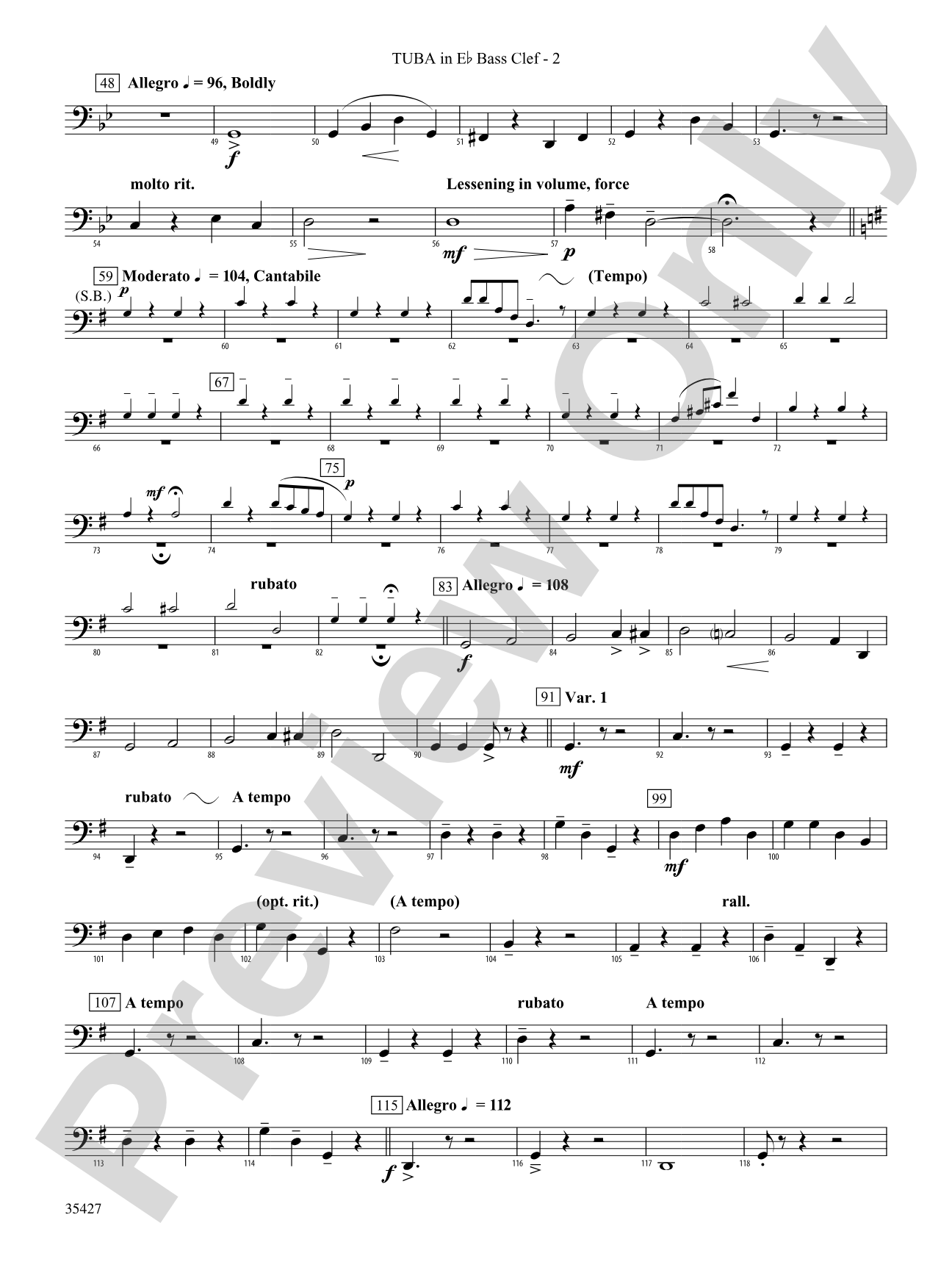 Fantasie Brillante: (wp) E-flat Tuba B.C.