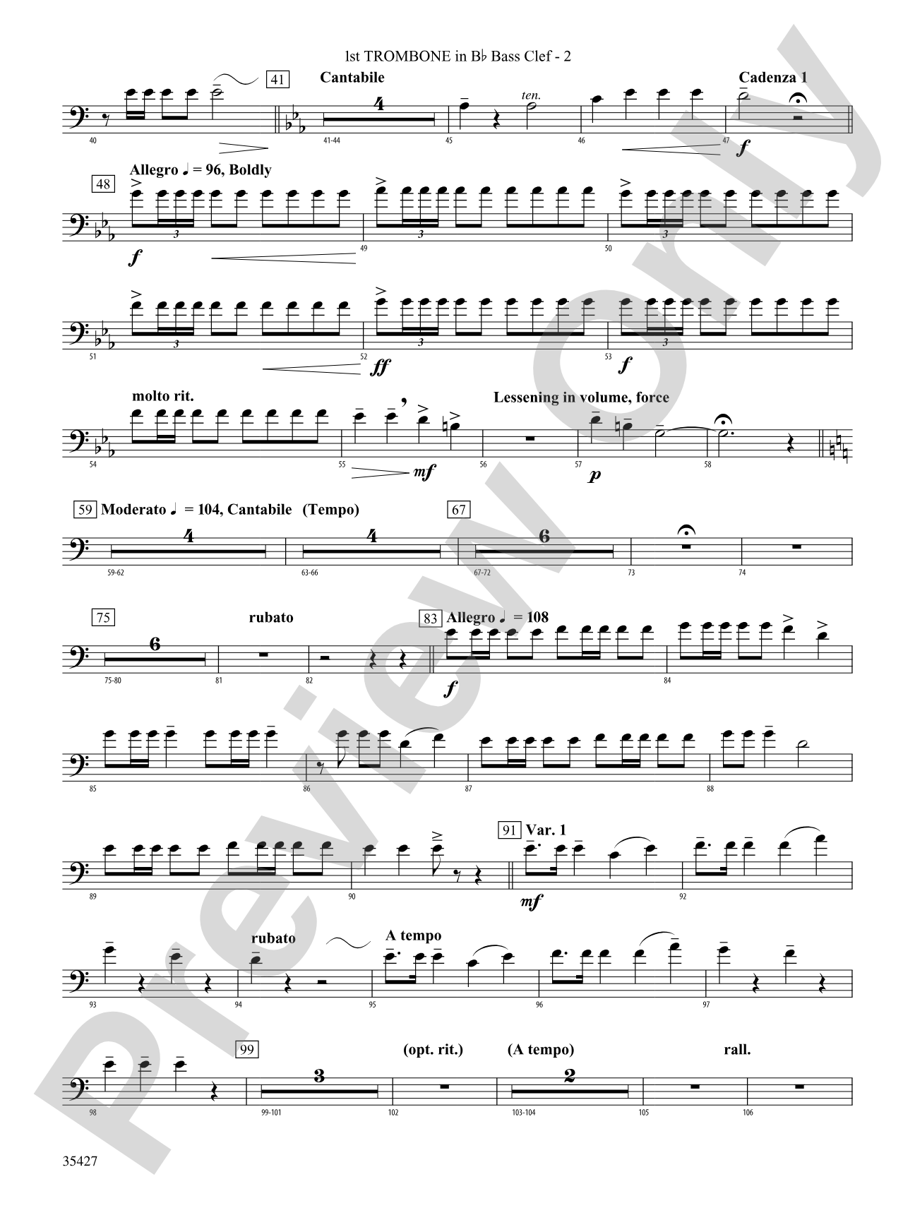 Fantasie Brillante: (wp) 1st B-flat Trombone B.C.