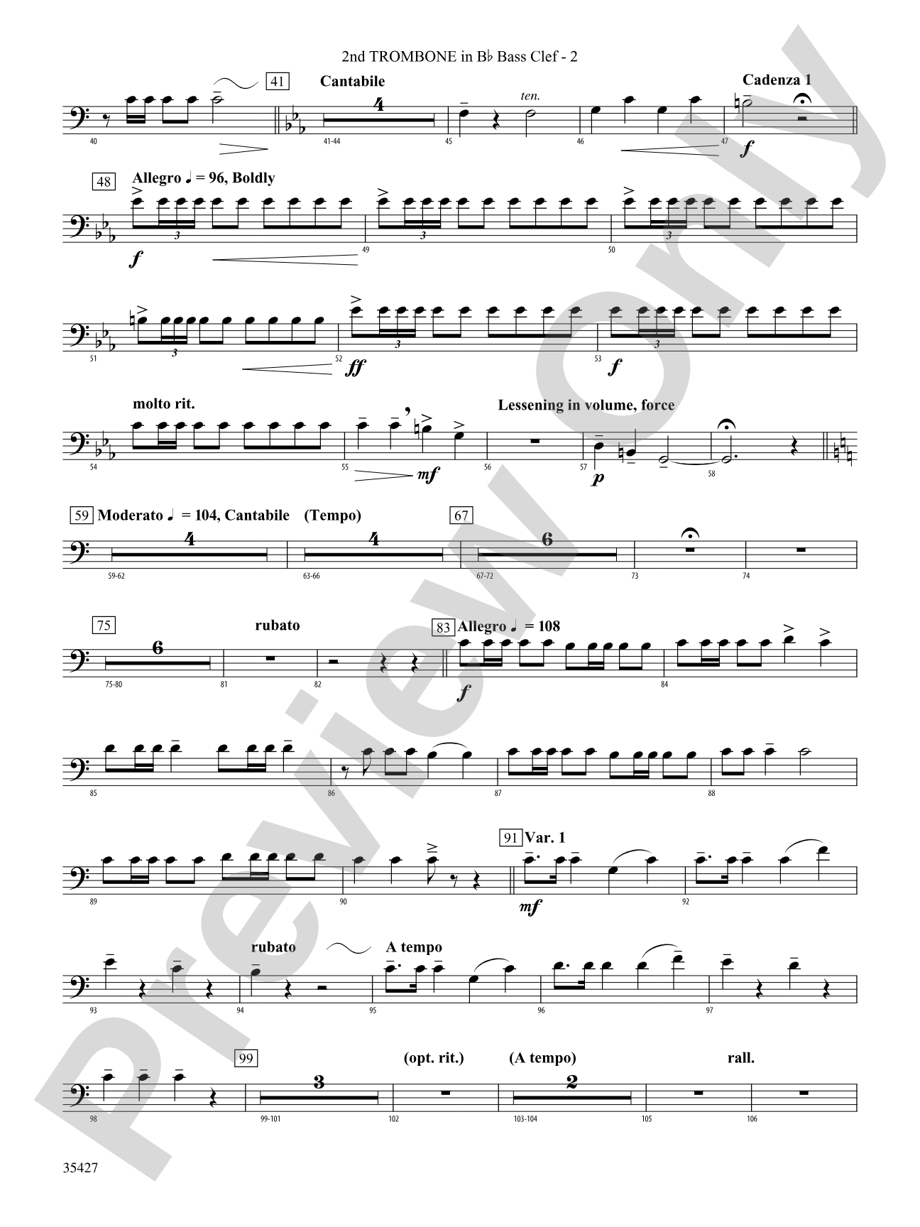 Fantasie Brillante: (wp) 2nd B-flat Trombone B.C.
