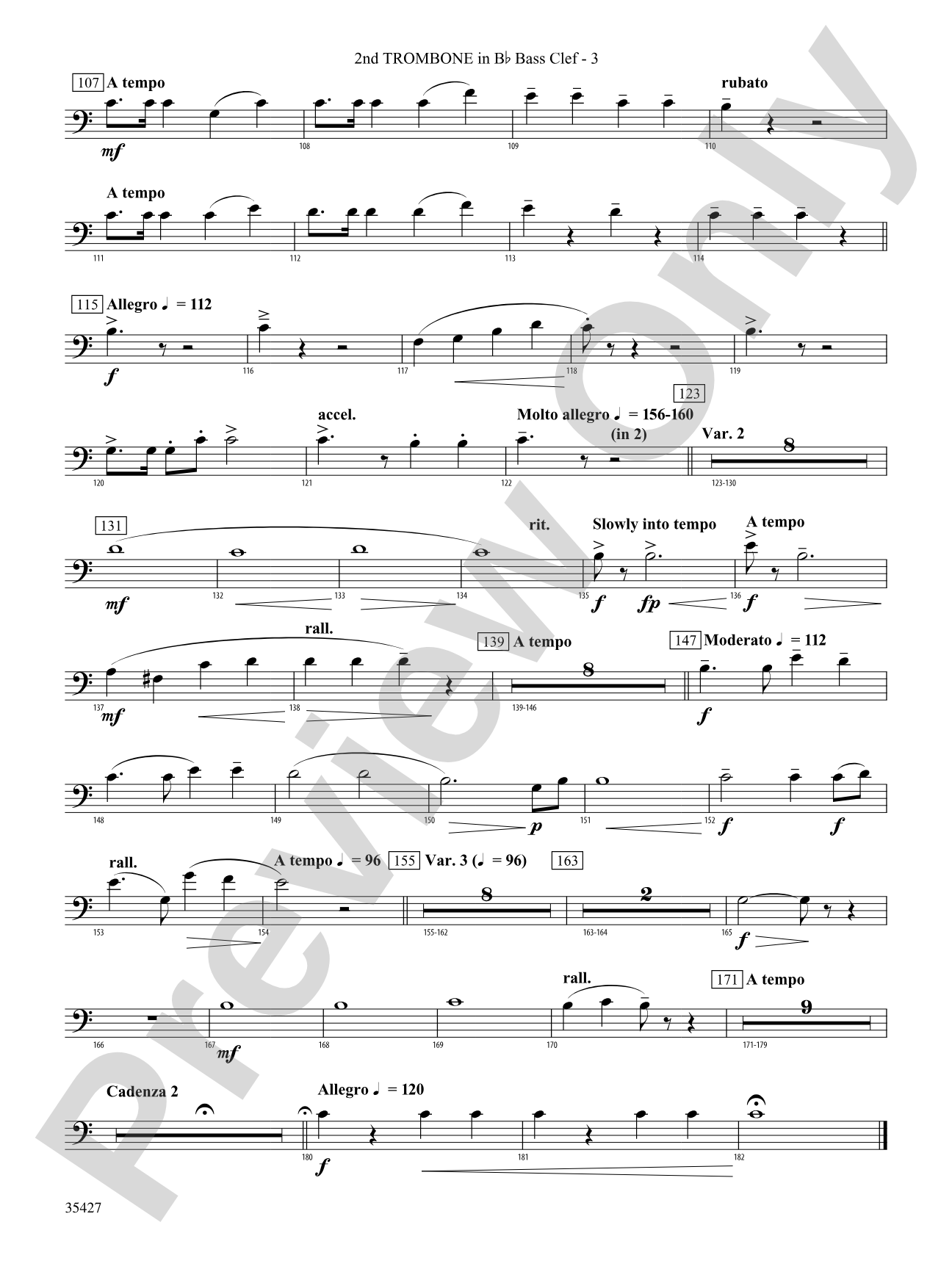 Fantasie Brillante: (wp) 2nd B-flat Trombone B.C.