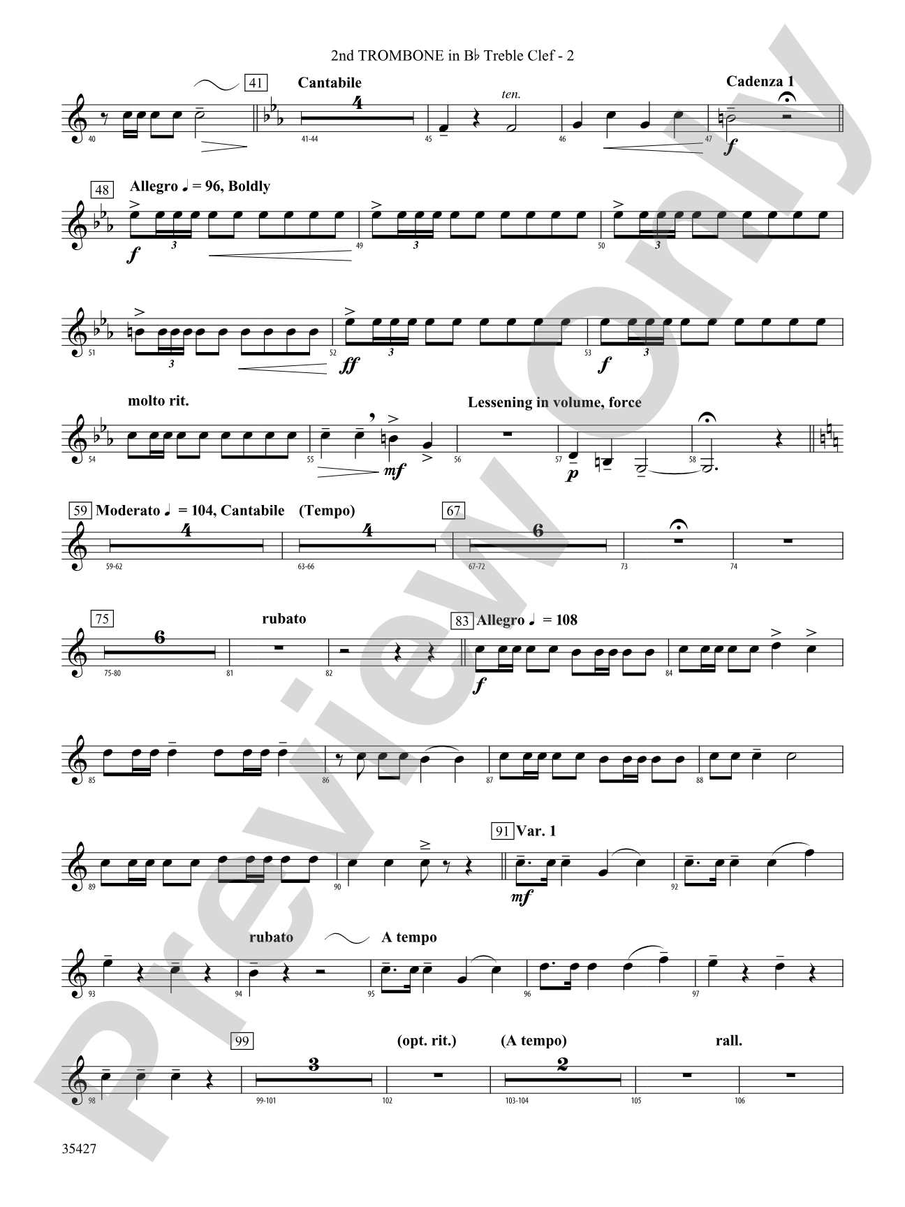 Fantasie Brillante: (wp) 2nd B-flat Trombone T.C.
