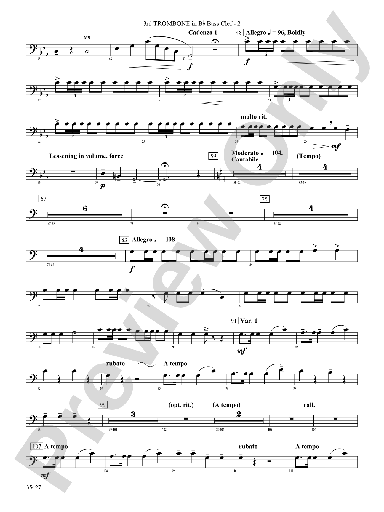 Fantasie Brillante: (wp) 3rd B-flat Trombone B.C.