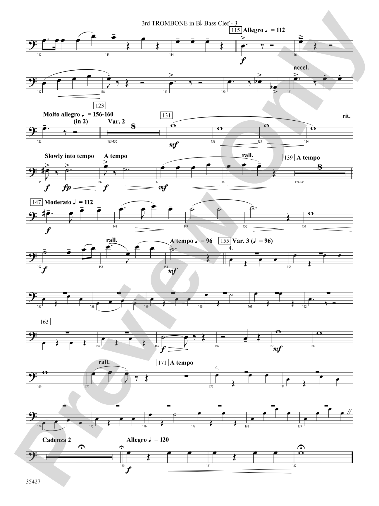 Fantasie Brillante: (wp) 3rd B-flat Trombone B.C.