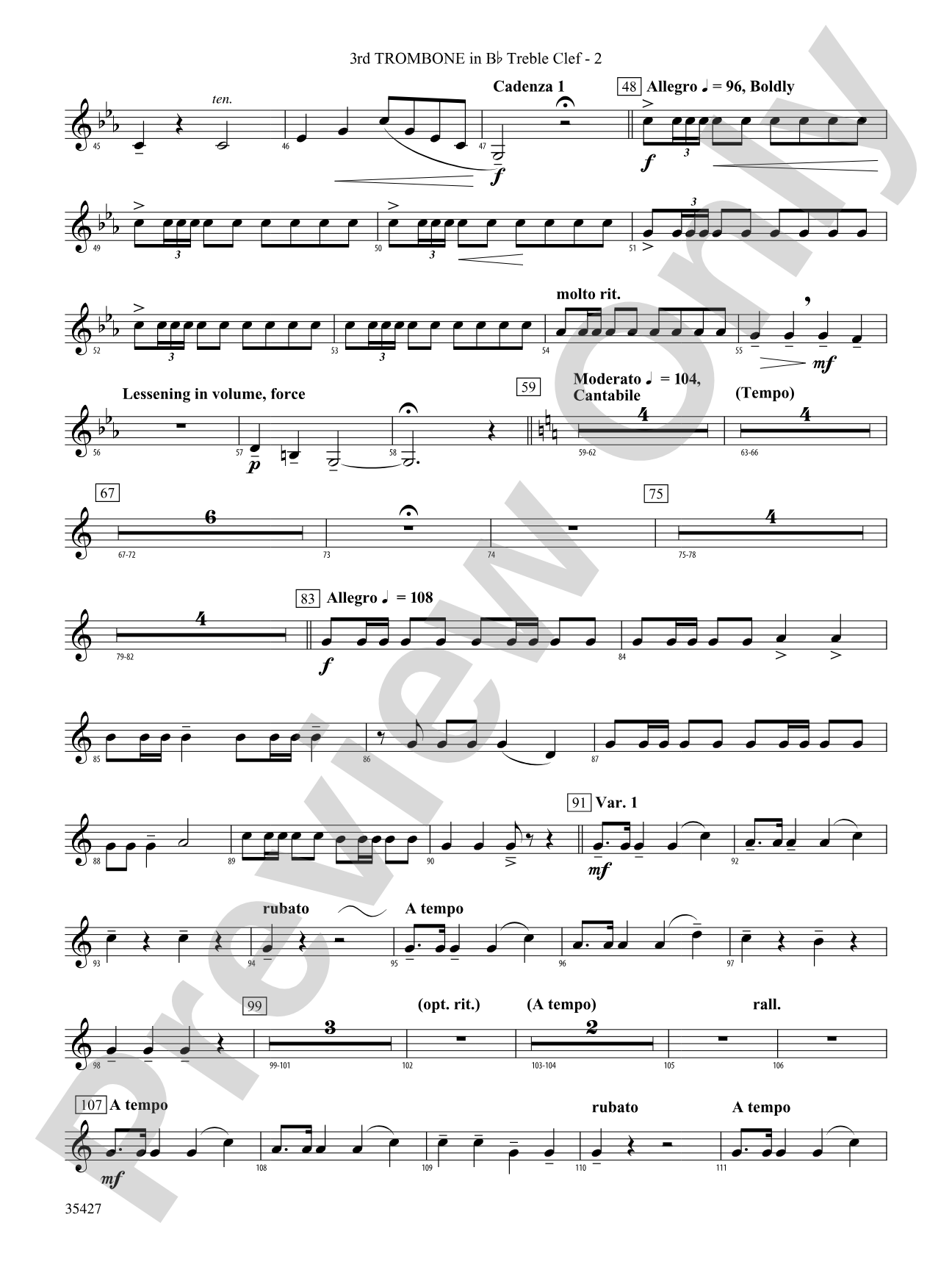 Fantasie Brillante: (wp) 3rd B-flat Trombone T.C.