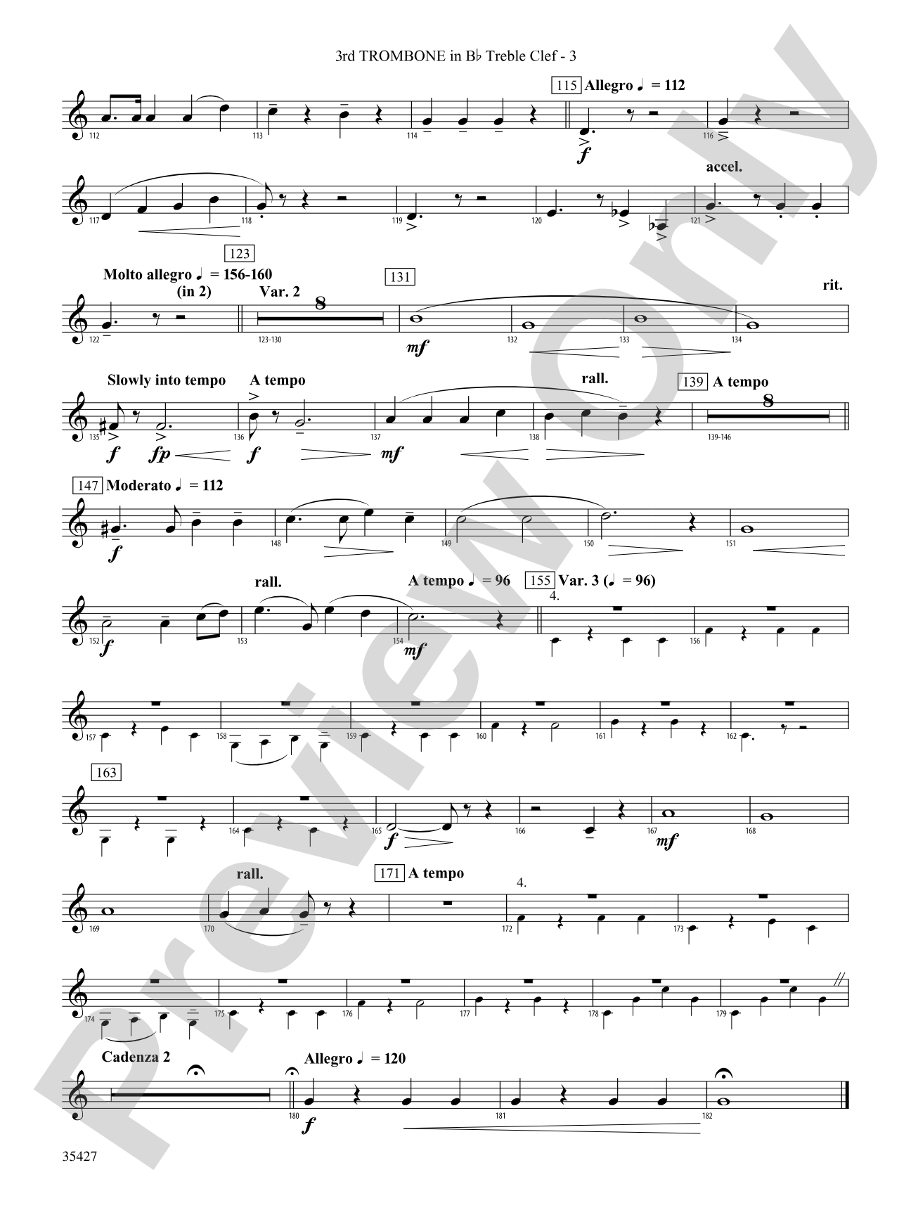 Fantasie Brillante: (wp) 3rd B-flat Trombone T.C.