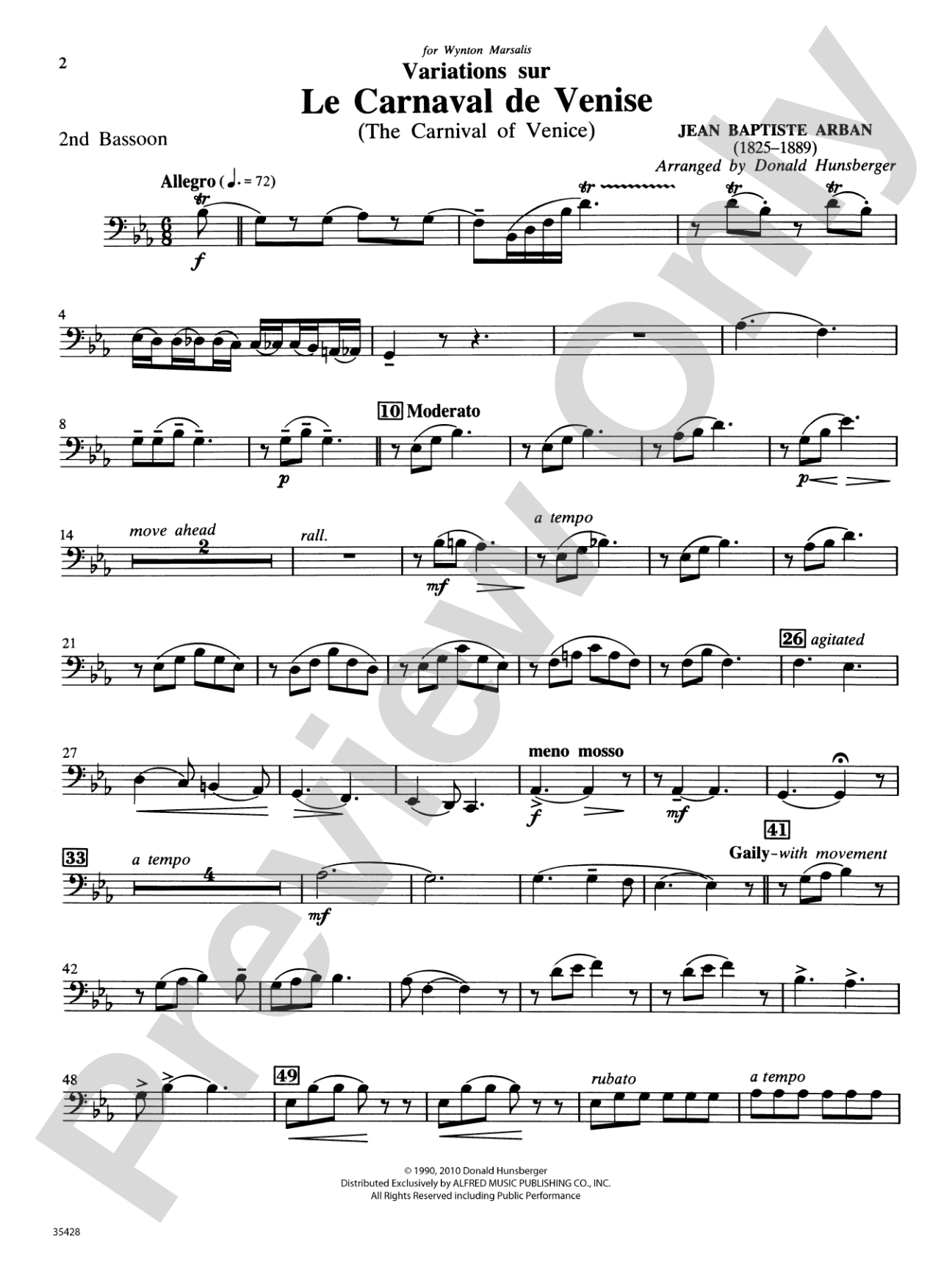 Le Carnaval de Venise: 2nd Bassoon